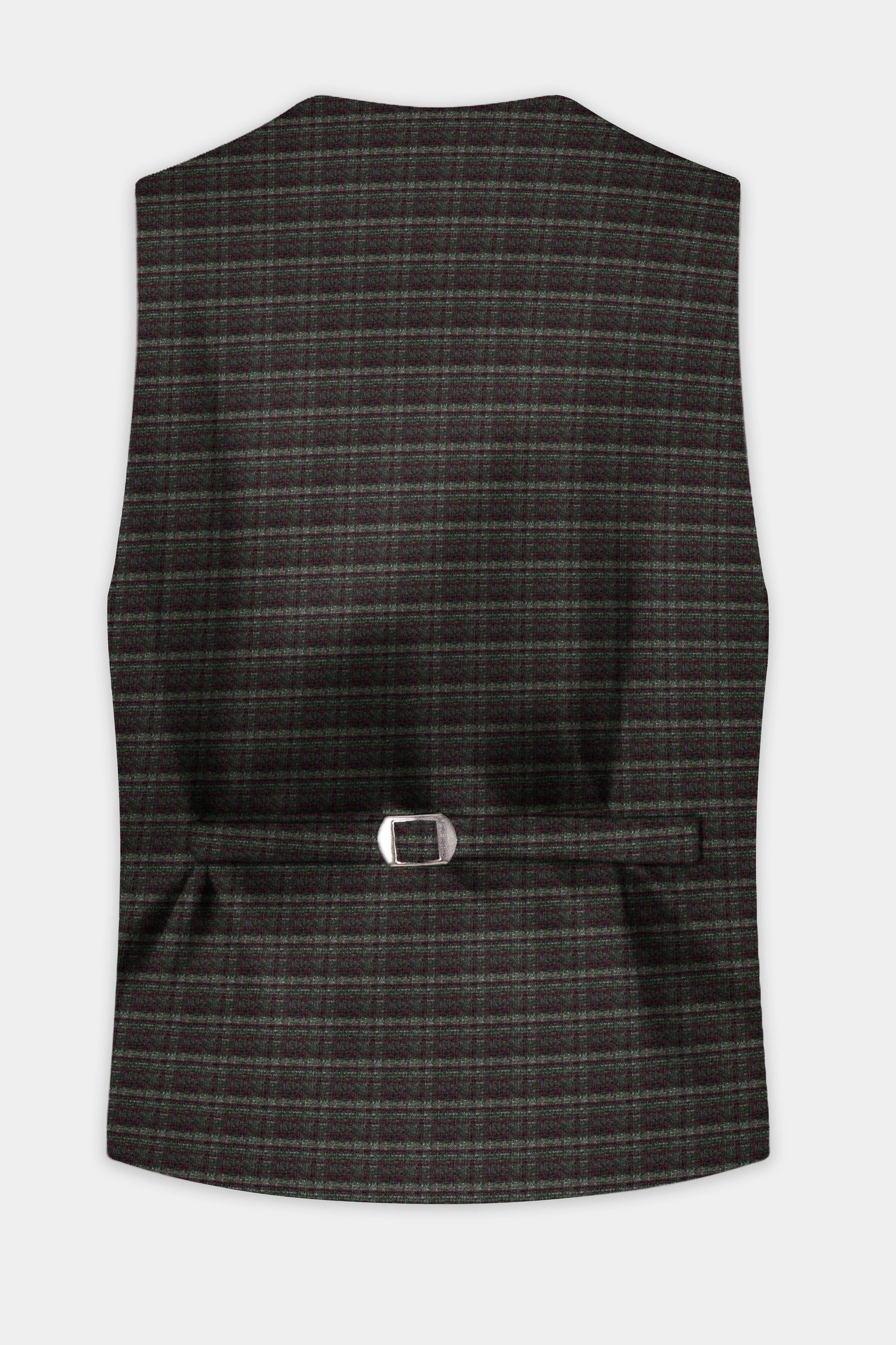 Zeus Gray And Lisbon Green Plaid Wool Rich Waistcoat