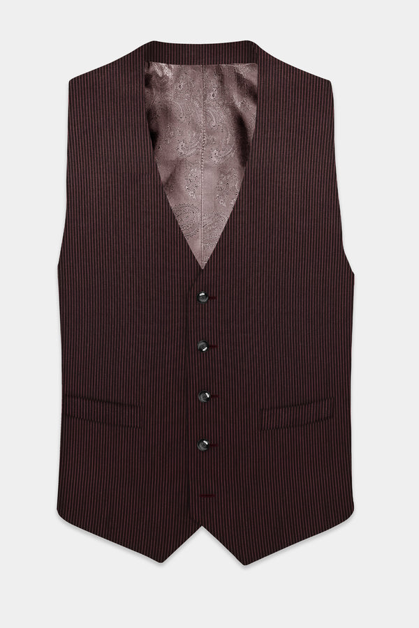 English Walnut Red Striped Wool Rich Waistcoat