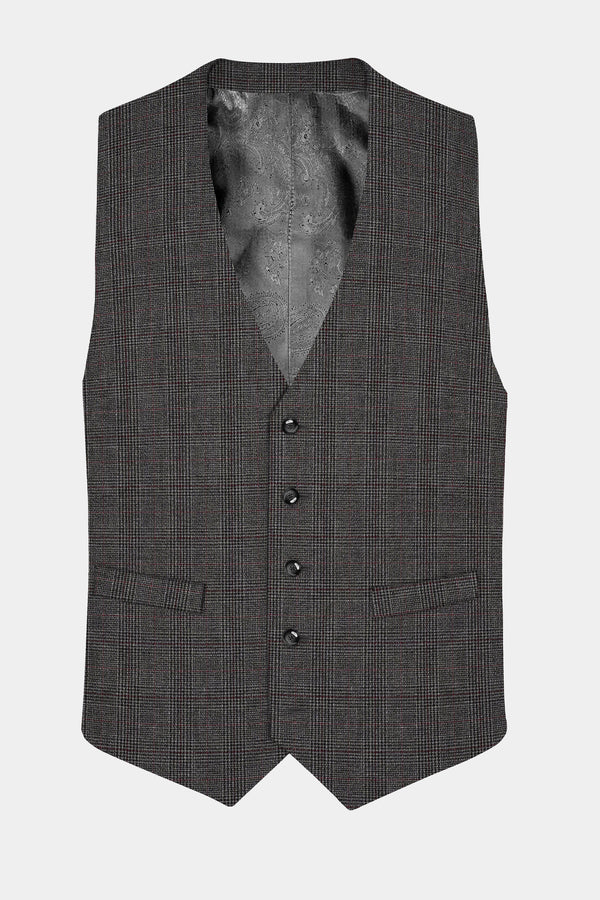 Iridium Gray Plaid Wool Rich Waistcoat