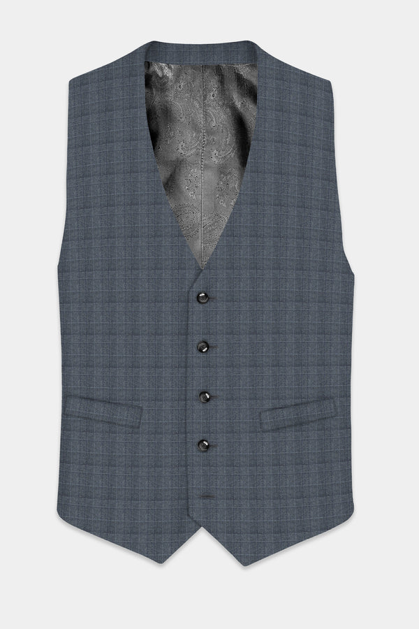 Trout Gray Windowpane Wool Rich Waistcoat