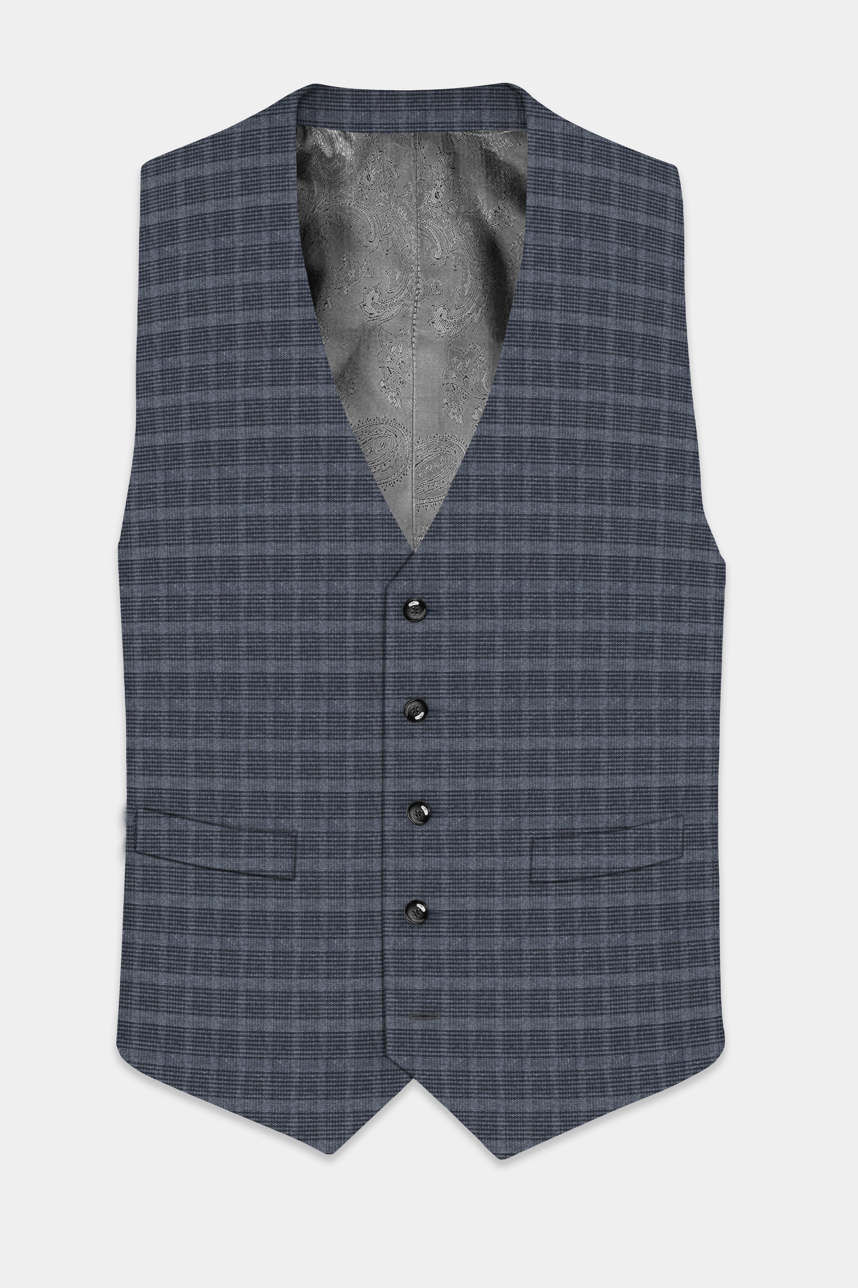 GrayLuxe-Charade Plaid Wool Rich Waistcoat