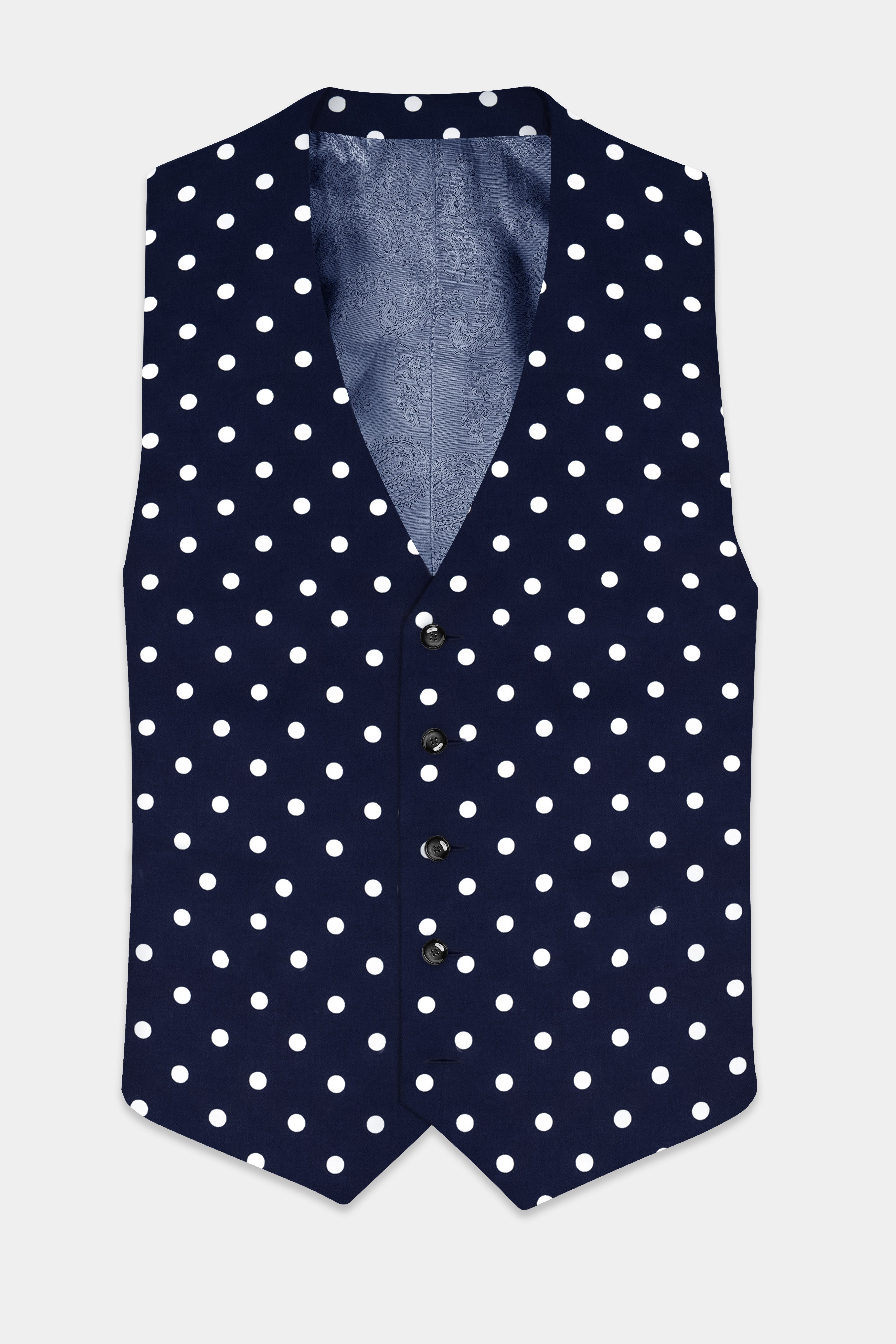 Nile Blue Polka Dotted Premium Cotton Waistcoat