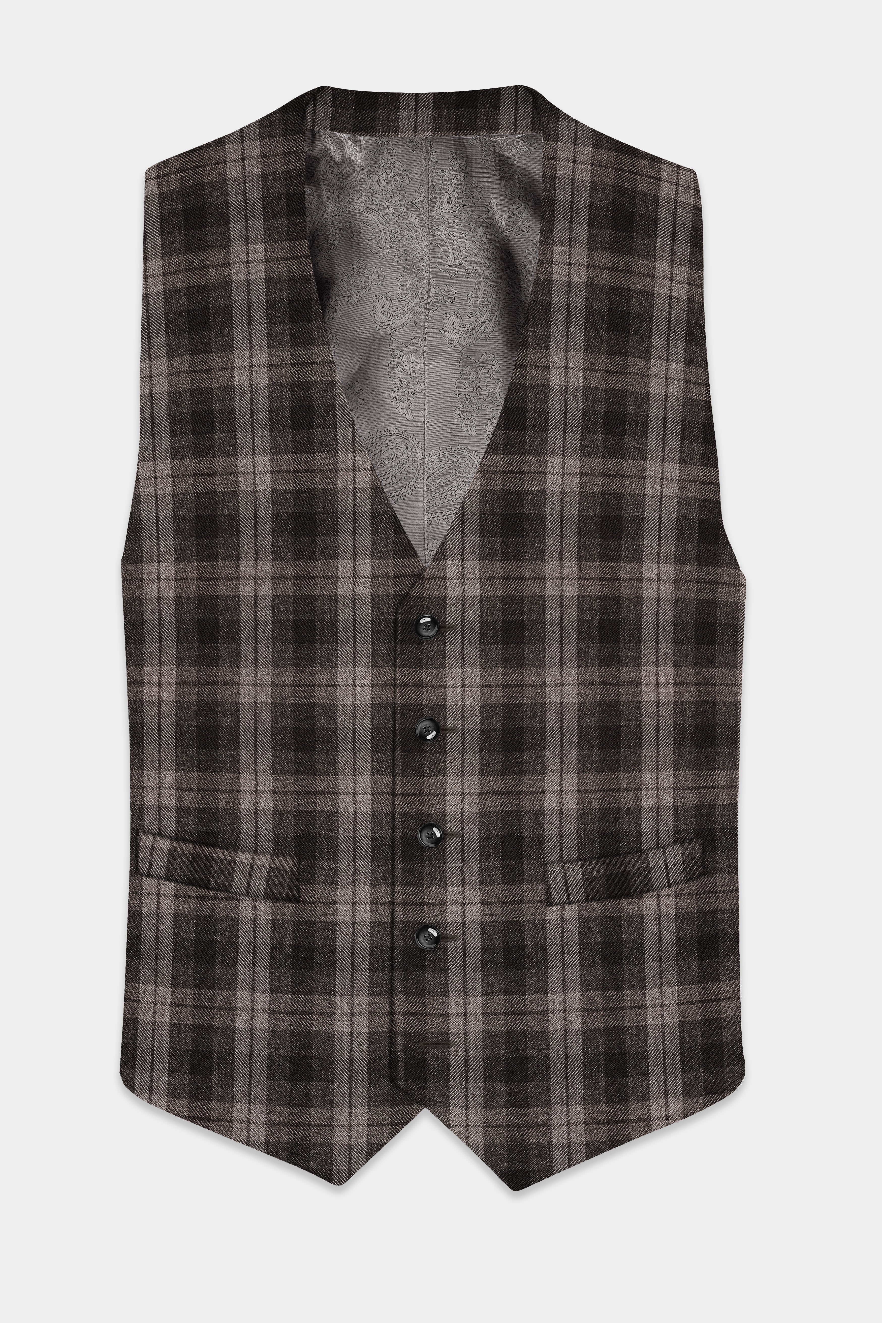 AutumnHaven-Umber Brown Plaid Tweed Waistcoat