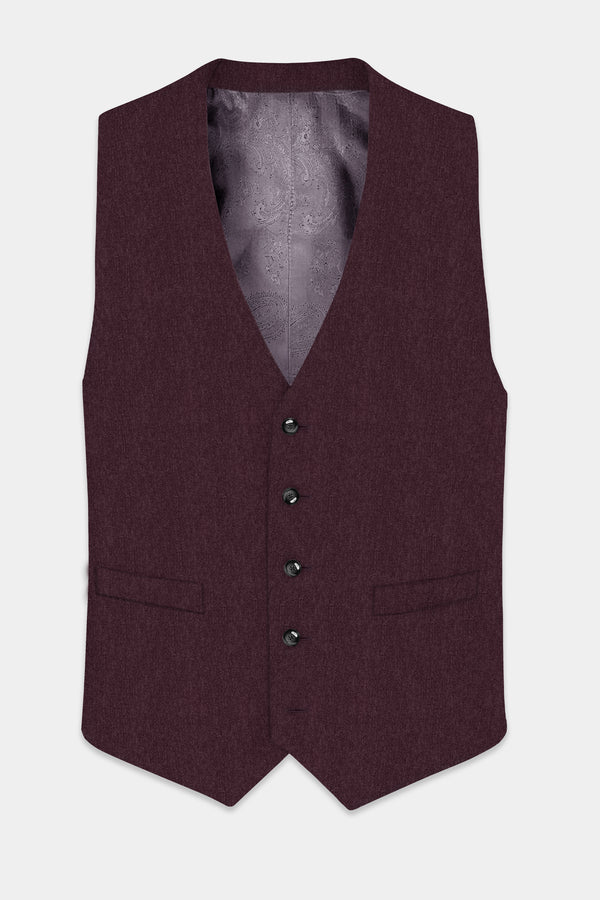 Crimson Dusk-Eclipse Maroon Textured Tweed Waistcoat