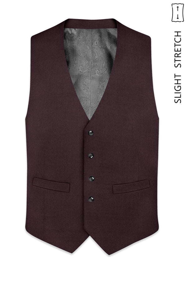 Espresso-Hickory Brown Solid Wool Rich Slight Stretch Waistcoat