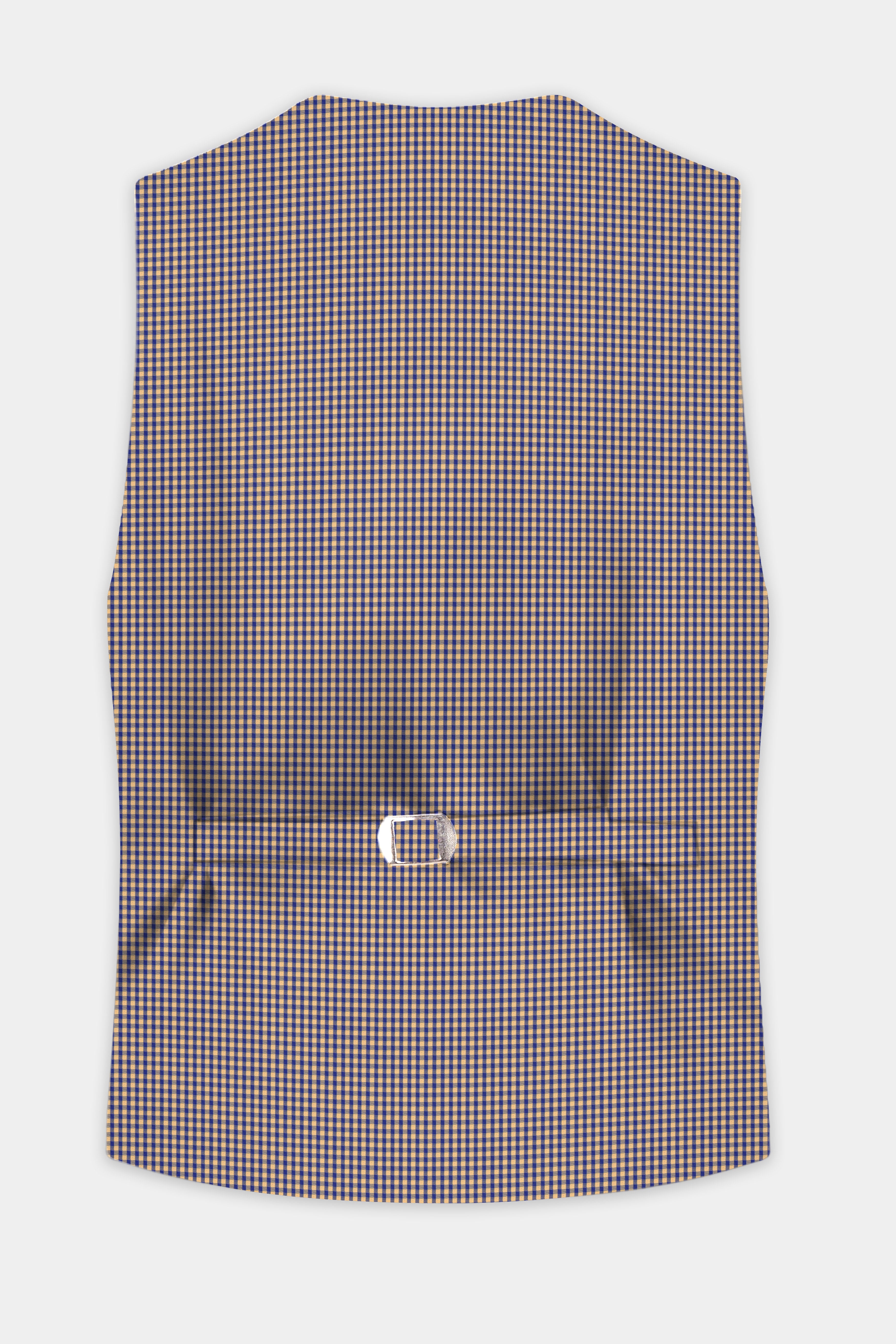 Sierra-Catalina Blue And Tacao Yellow Gingham Plaid Cotton Waistcoat