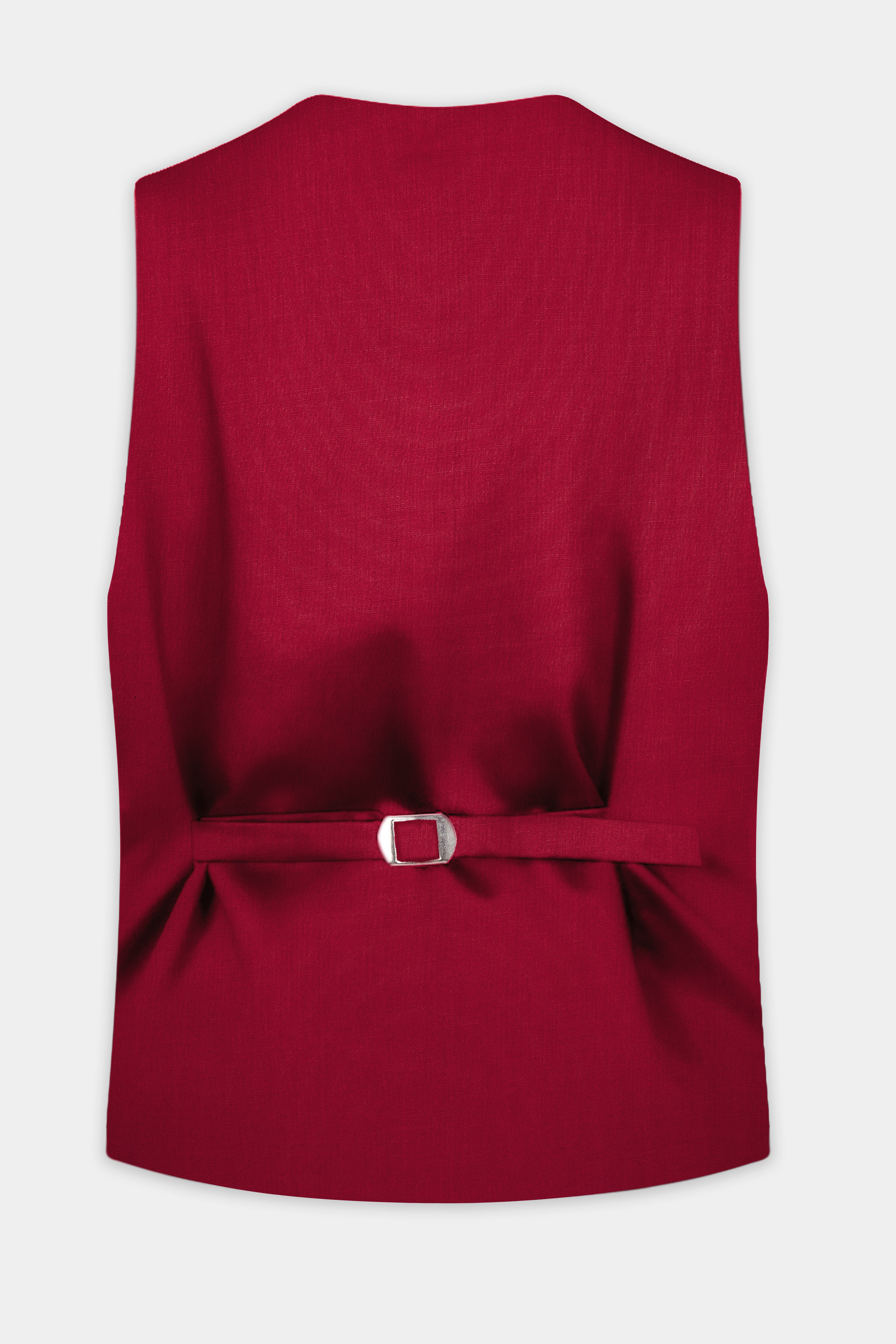 Vermilion-Chili Red Solid Wool Rich Waistcoat