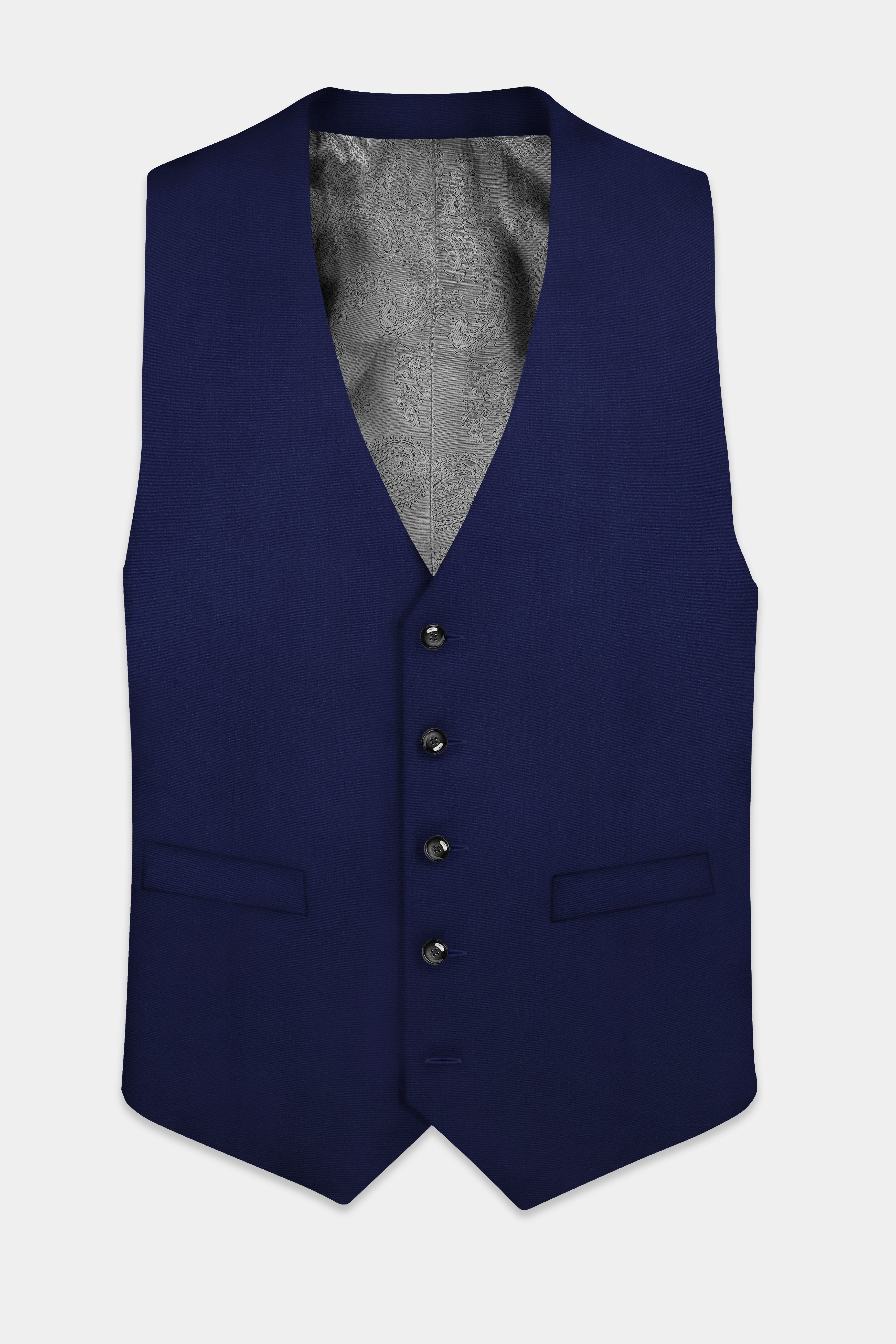 Celestia-Zodiac Blue Solid Wool Rich Waistcoat