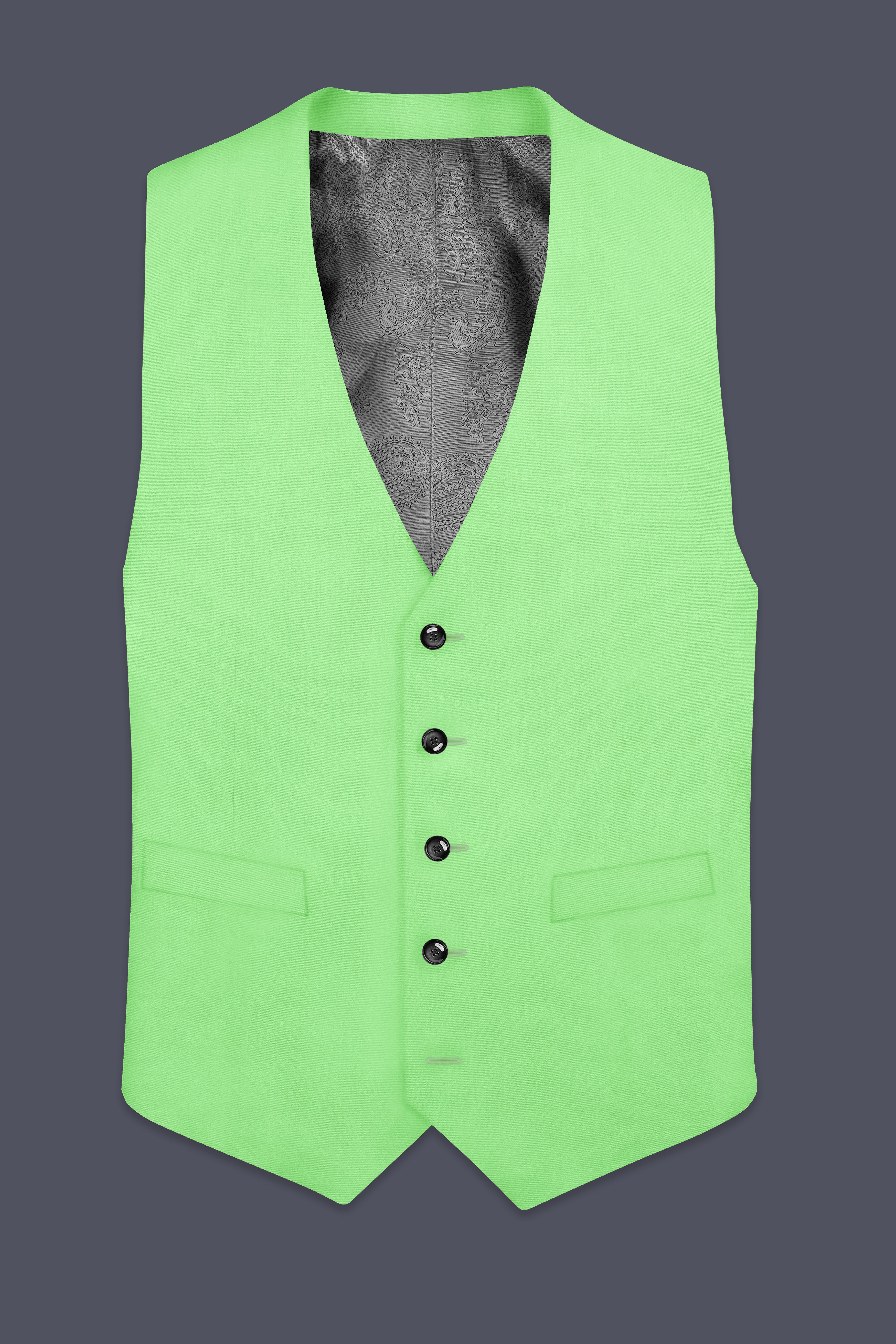 Emerald-Mint Green Solid Wool Rich Waistcoat