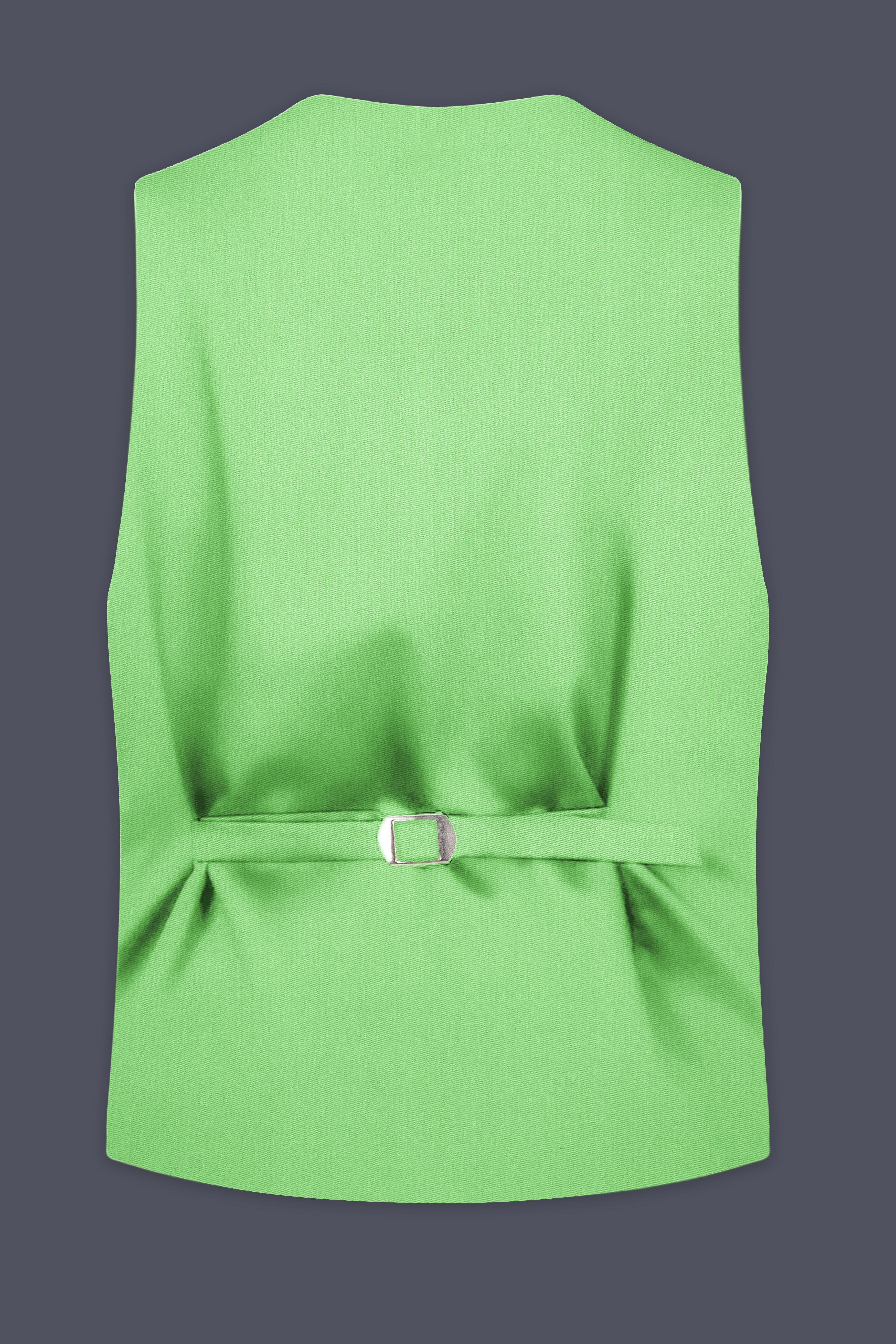 Emerald-Mint Green Solid Wool Rich Slight Stretch Waistcoat