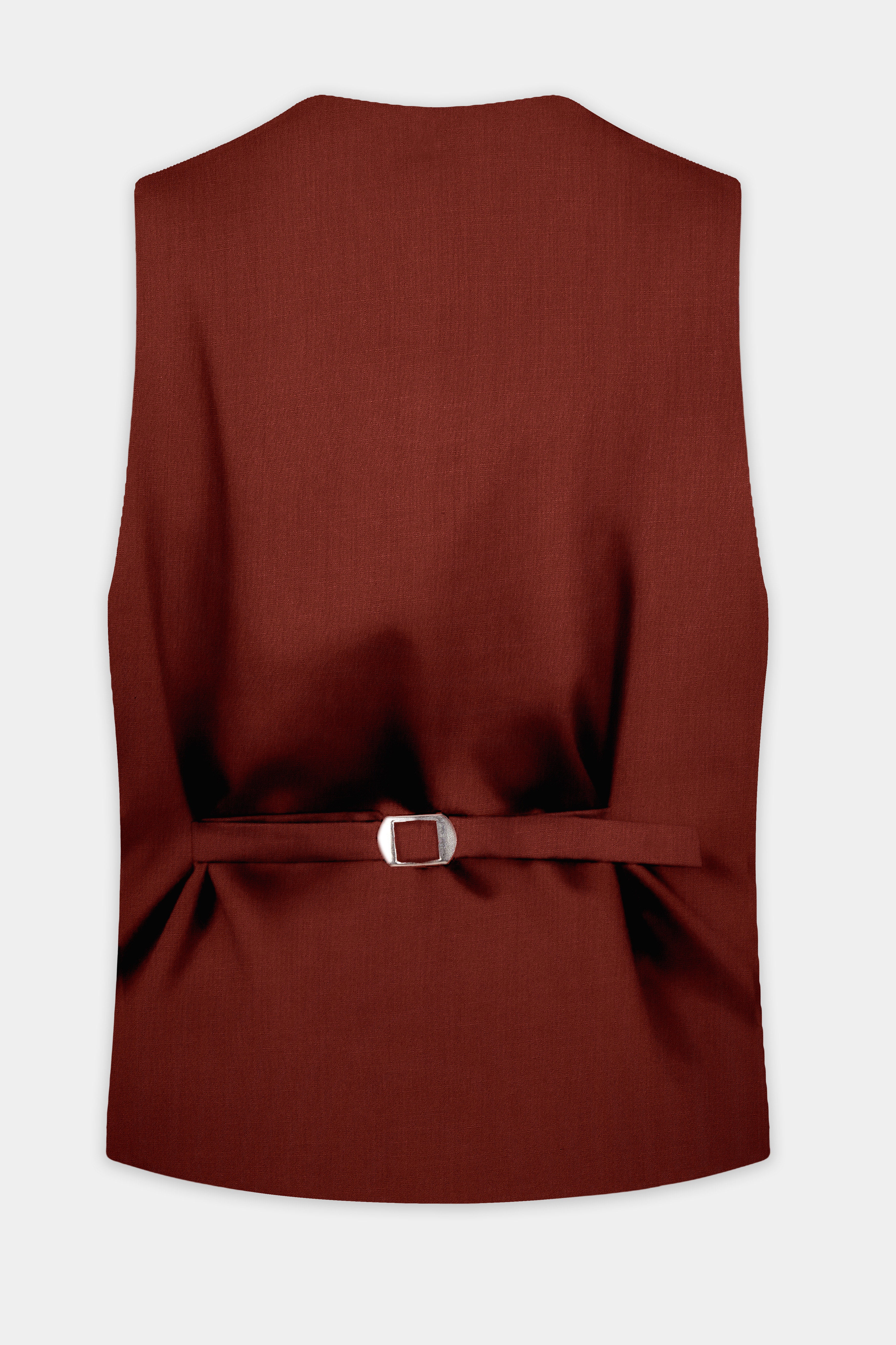 Inferno Rust-Brick Red Solid Wool Rich Waistcoat