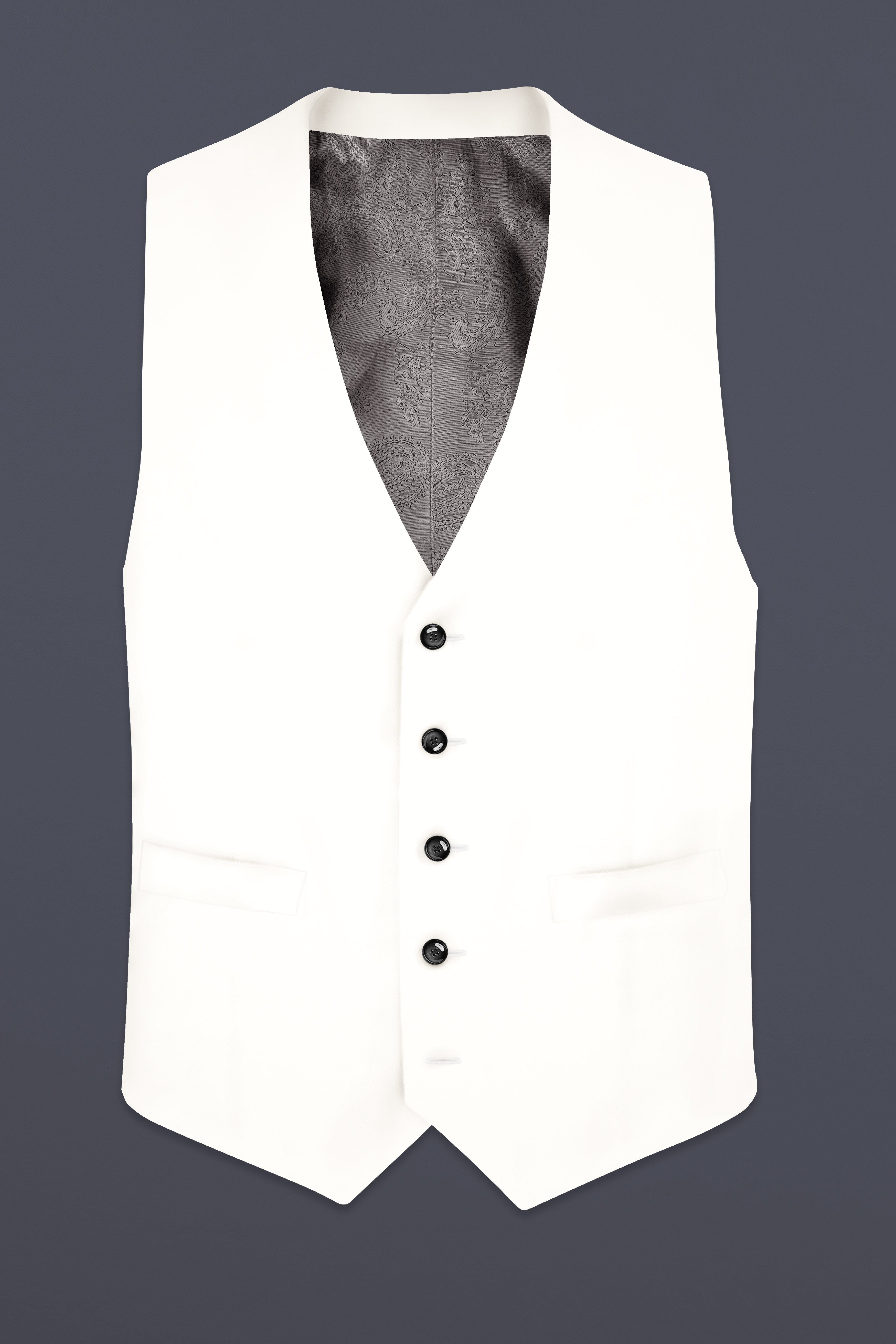 Off White Solid Wool Rich Waistcoat