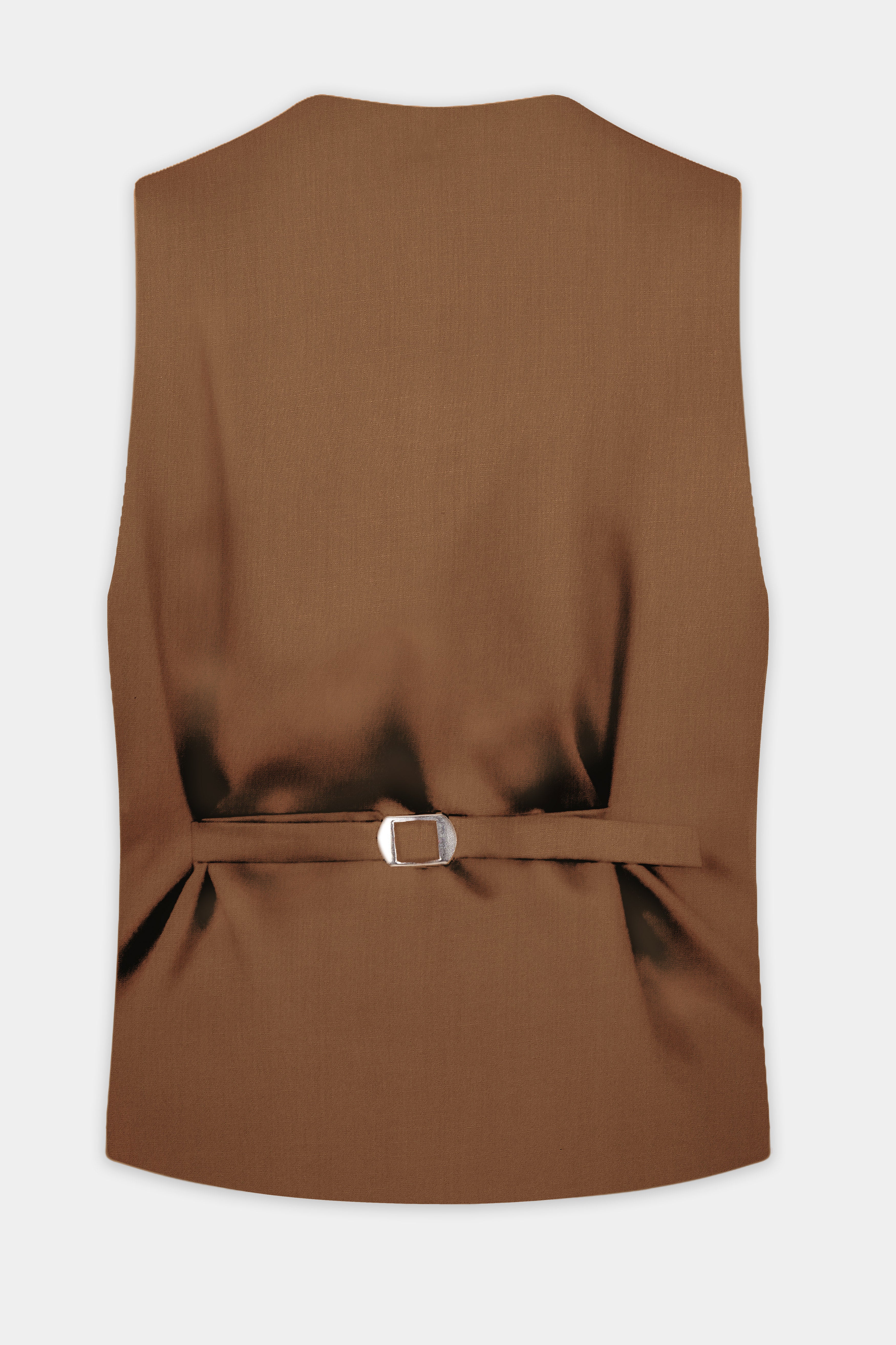 Bronze-Tawny Brown Solid Wool Rich Slight Stretch Waistcoat