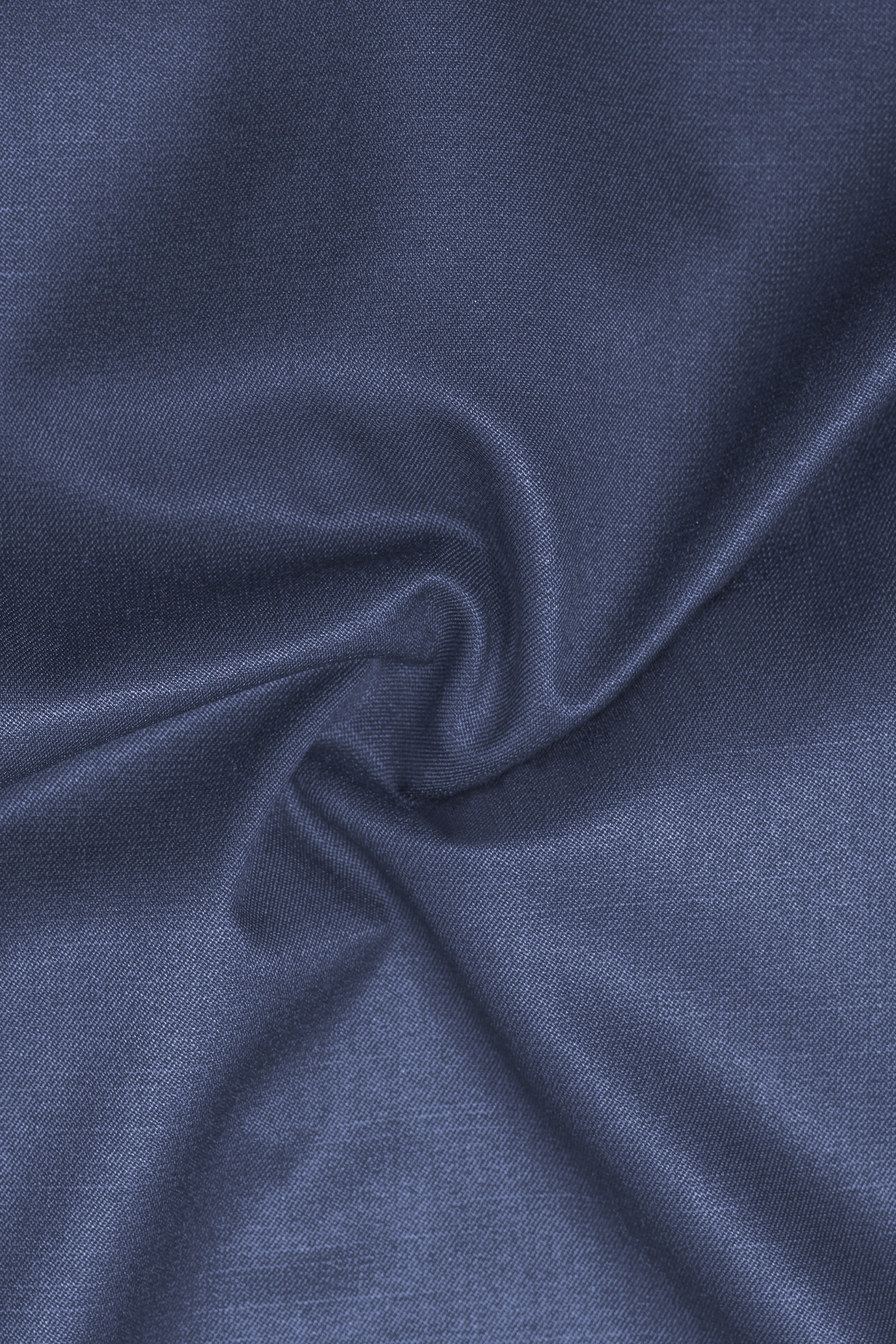 Sapphire-Glaucous Blue Solid Wool Rich Slight Stretch Waistcoat