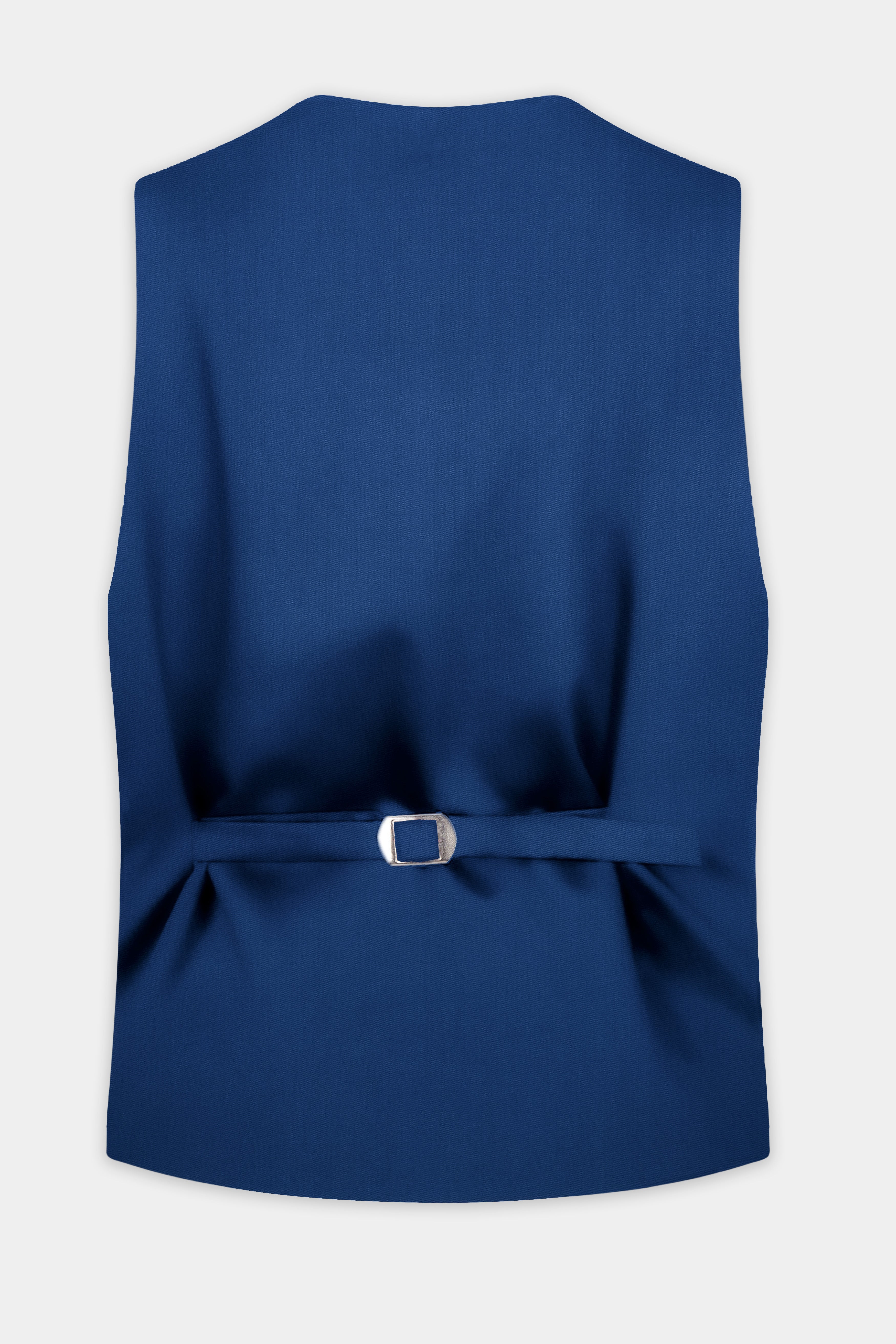 Cerulean Elite-Cobalt Blue Solid Wool Rich Slight Stretch Waistcoat