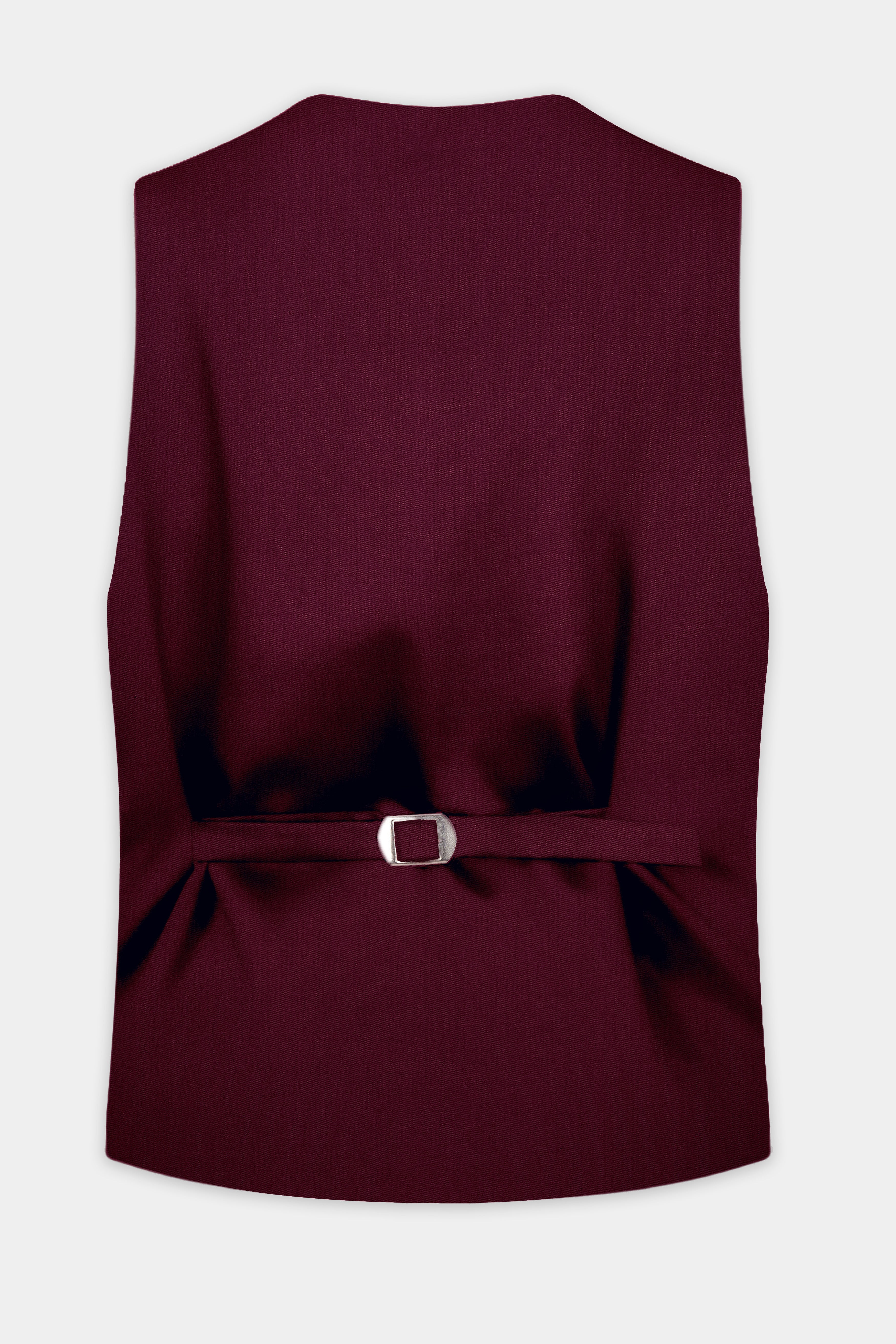 Regal Maroon-Tamarind Solid Wool Rich Slight Stretch Waistcoat