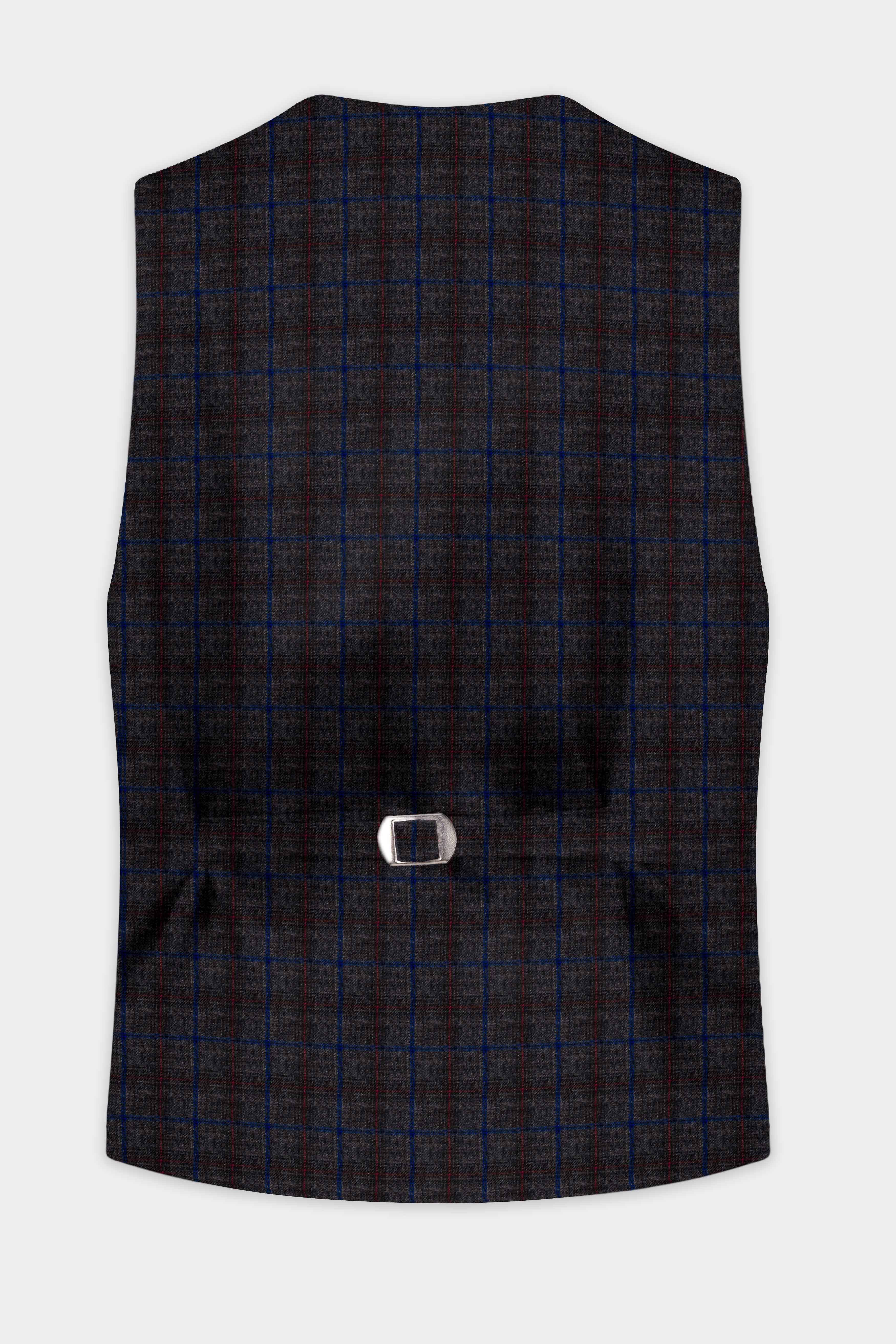 Stormborne-Zeus Gray And Tangaroa Blue Plaid Tweed Waistcoat