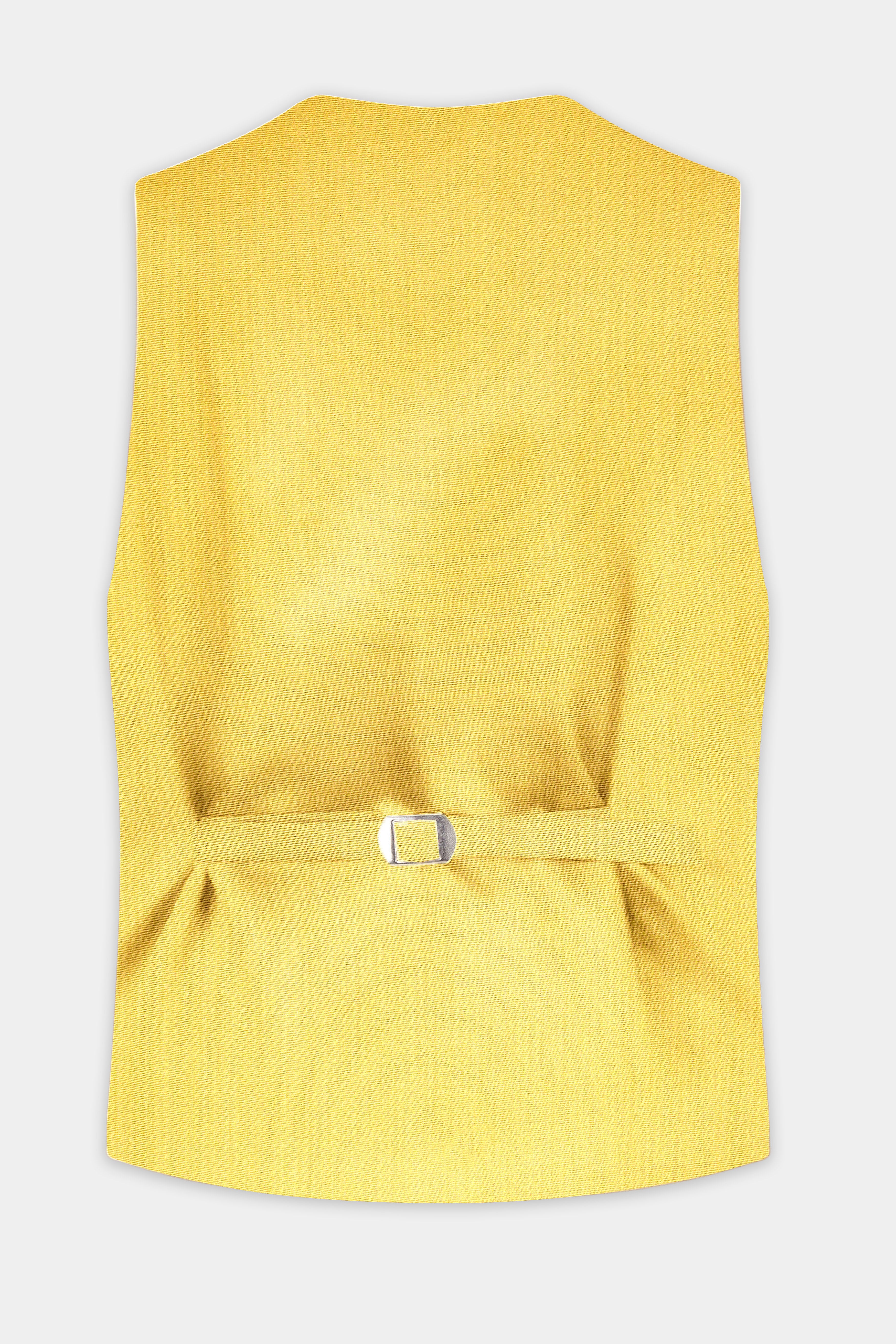 Saffron Elegance-Lemon Yellow Solid Wool Rich Stretchable Waistcoat