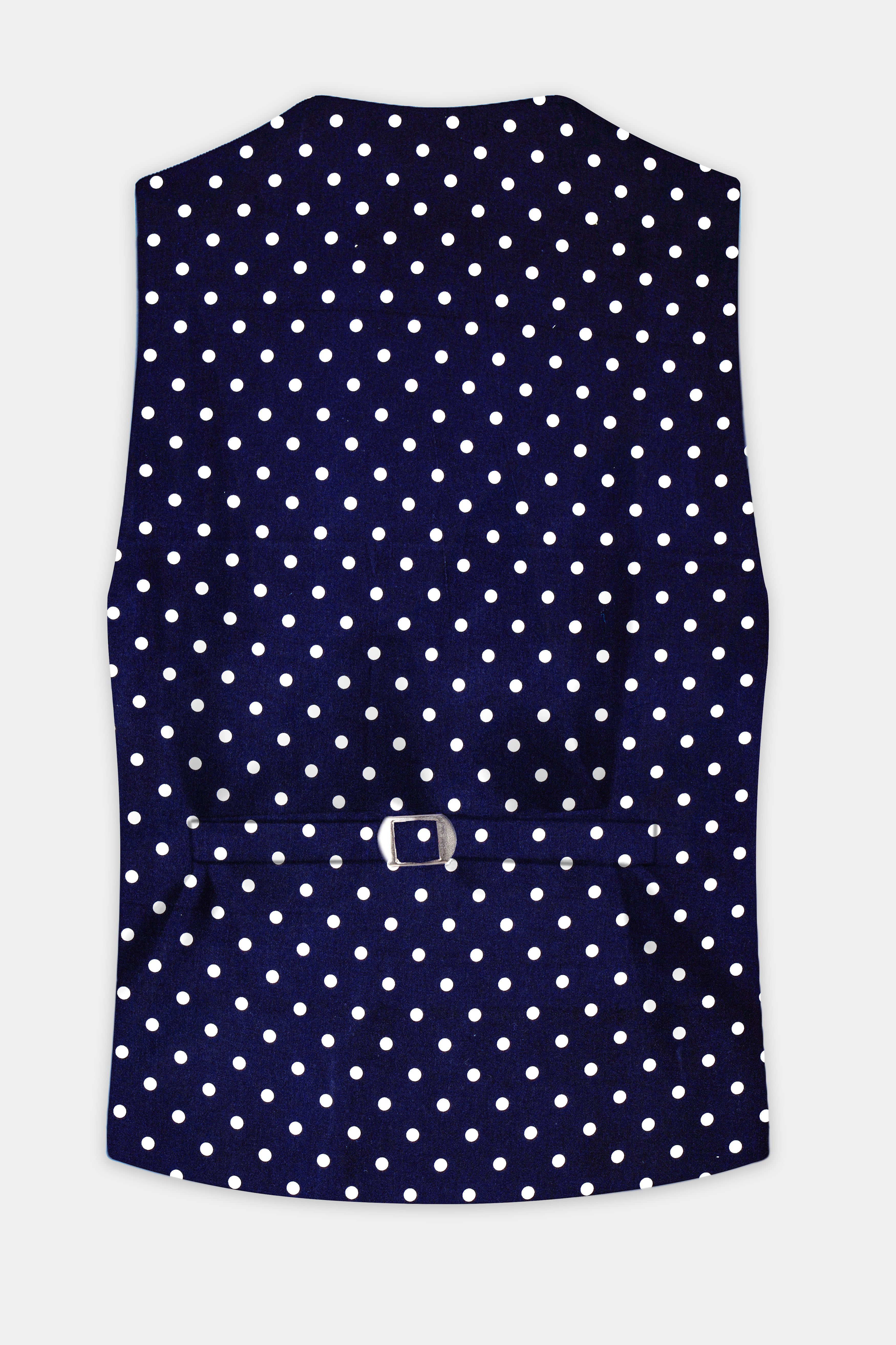 Azure Noir-Ultramarine Blue Polka Dotted Printed Waistcoat