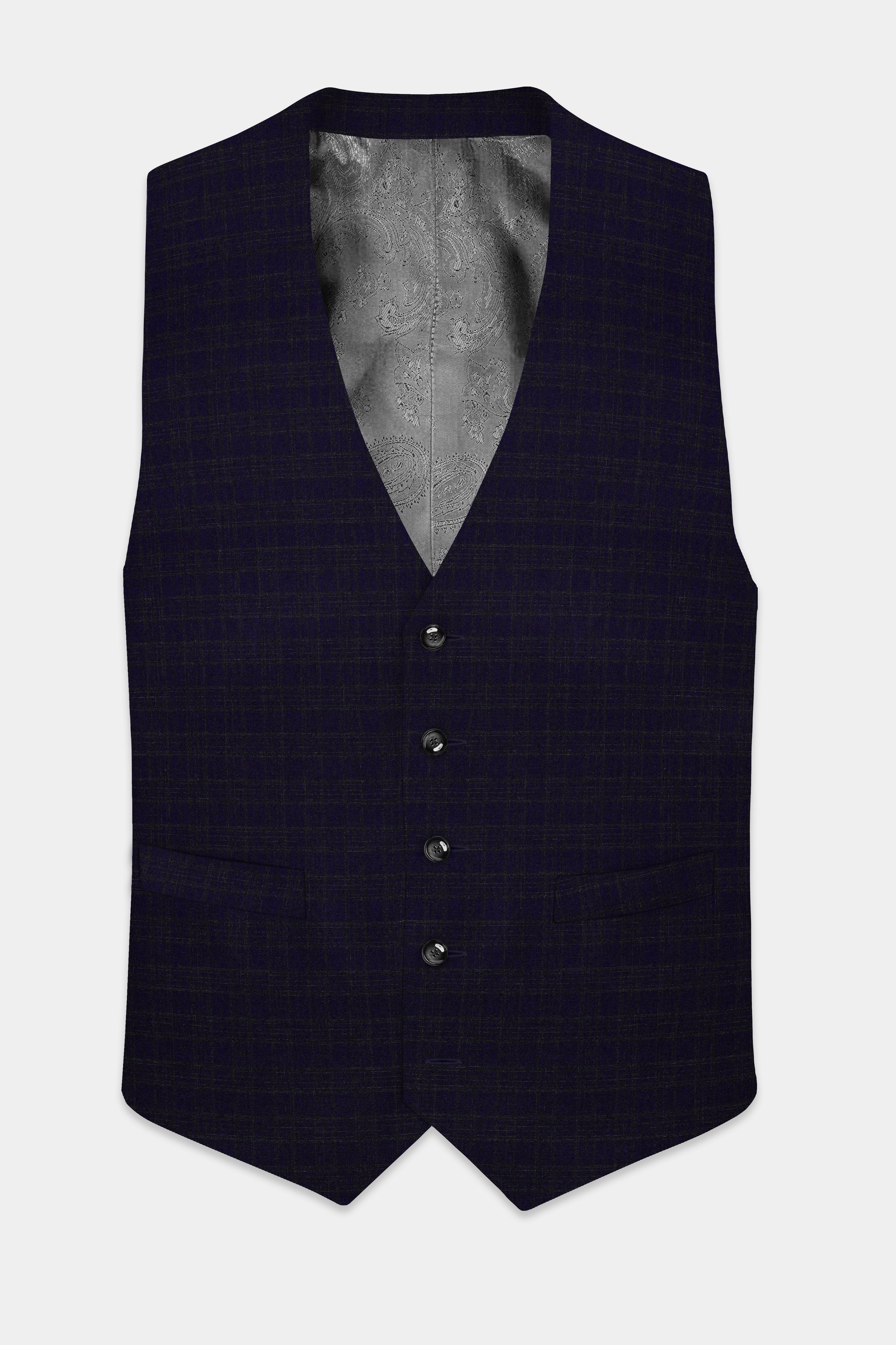 Ashford-Cinder Blue Plaid Wool Rich Waistcoat