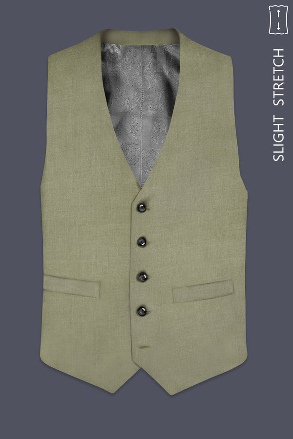 Citron-Lemon Grass Green Solid Wool Rich Slight Stretch Waistcoat