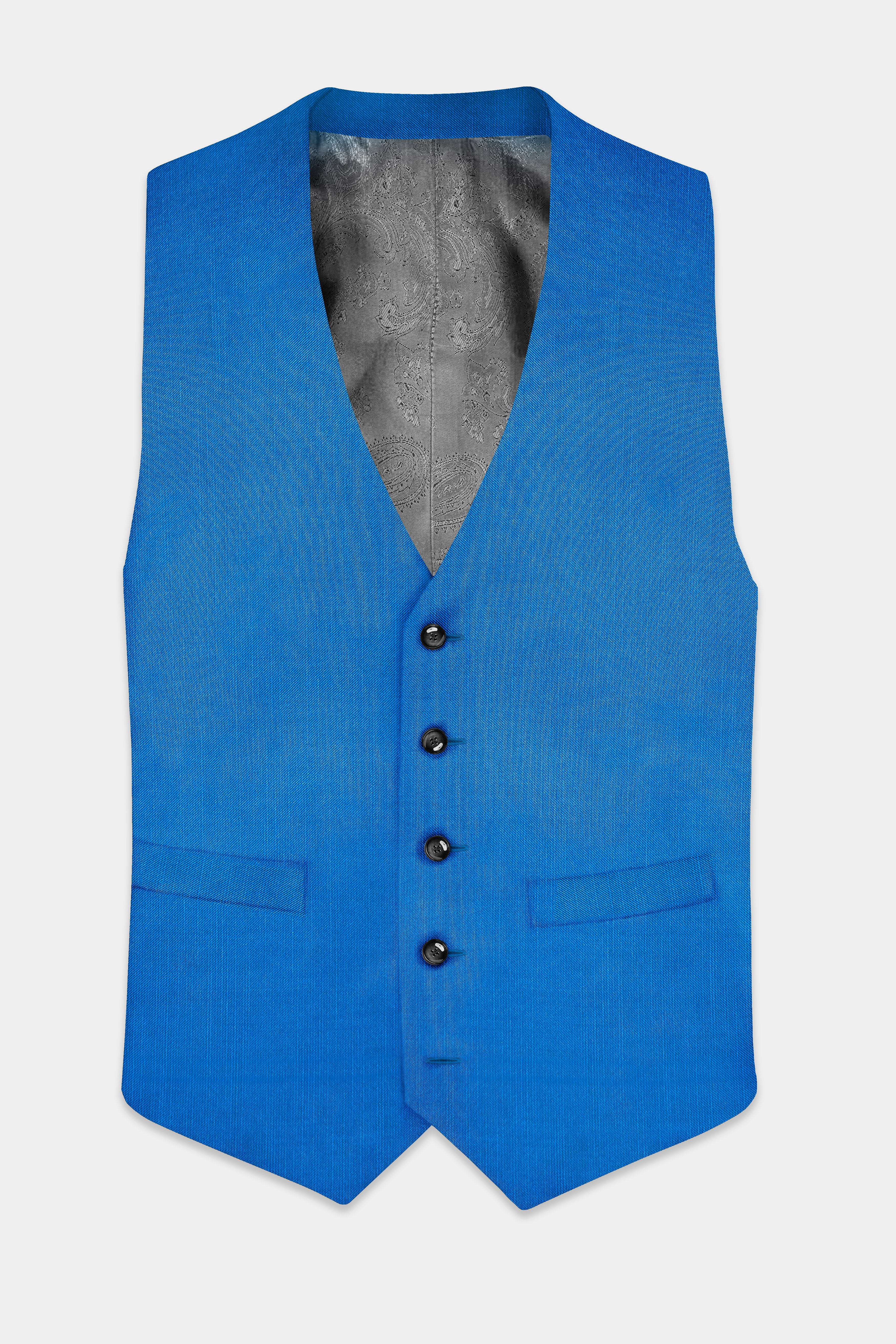 Azure-Venice Blue Solid Wool Rich Waistcoat