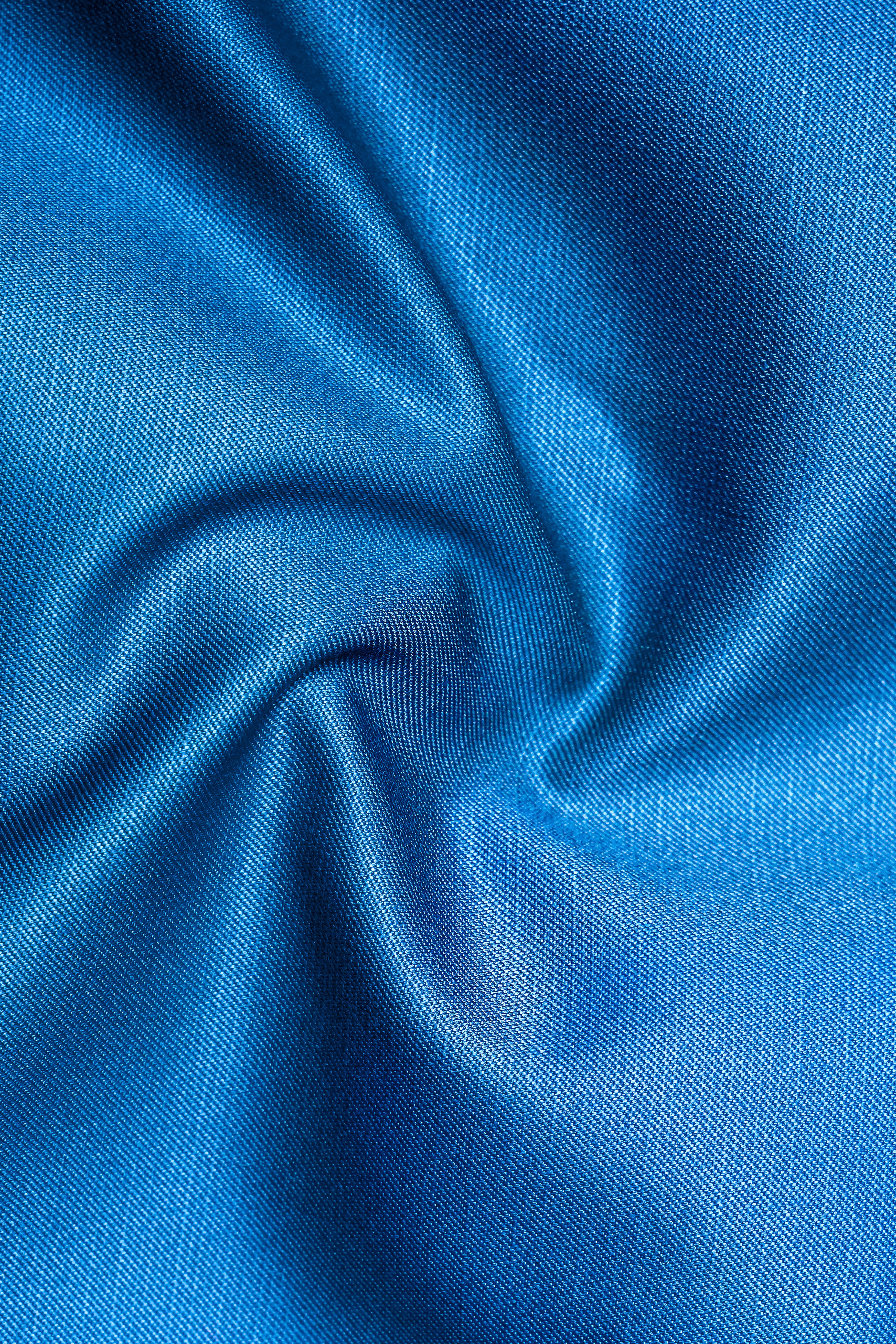 Azure-Venice Blue Solid Wool Rich Slight Stretch Waistcoat