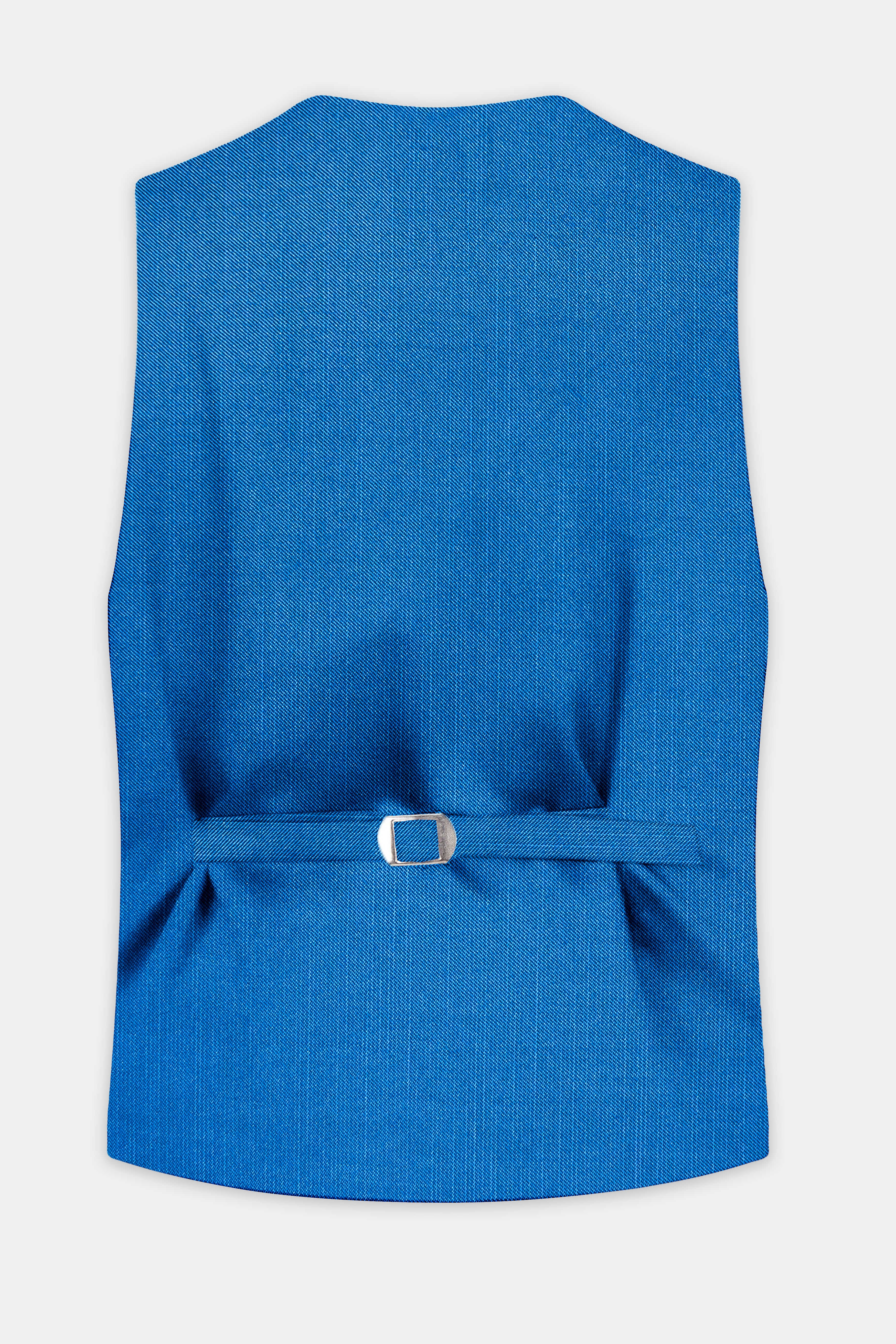 Azure-Venice Blue Solid Wool Rich Slight Stretch Waistcoat
