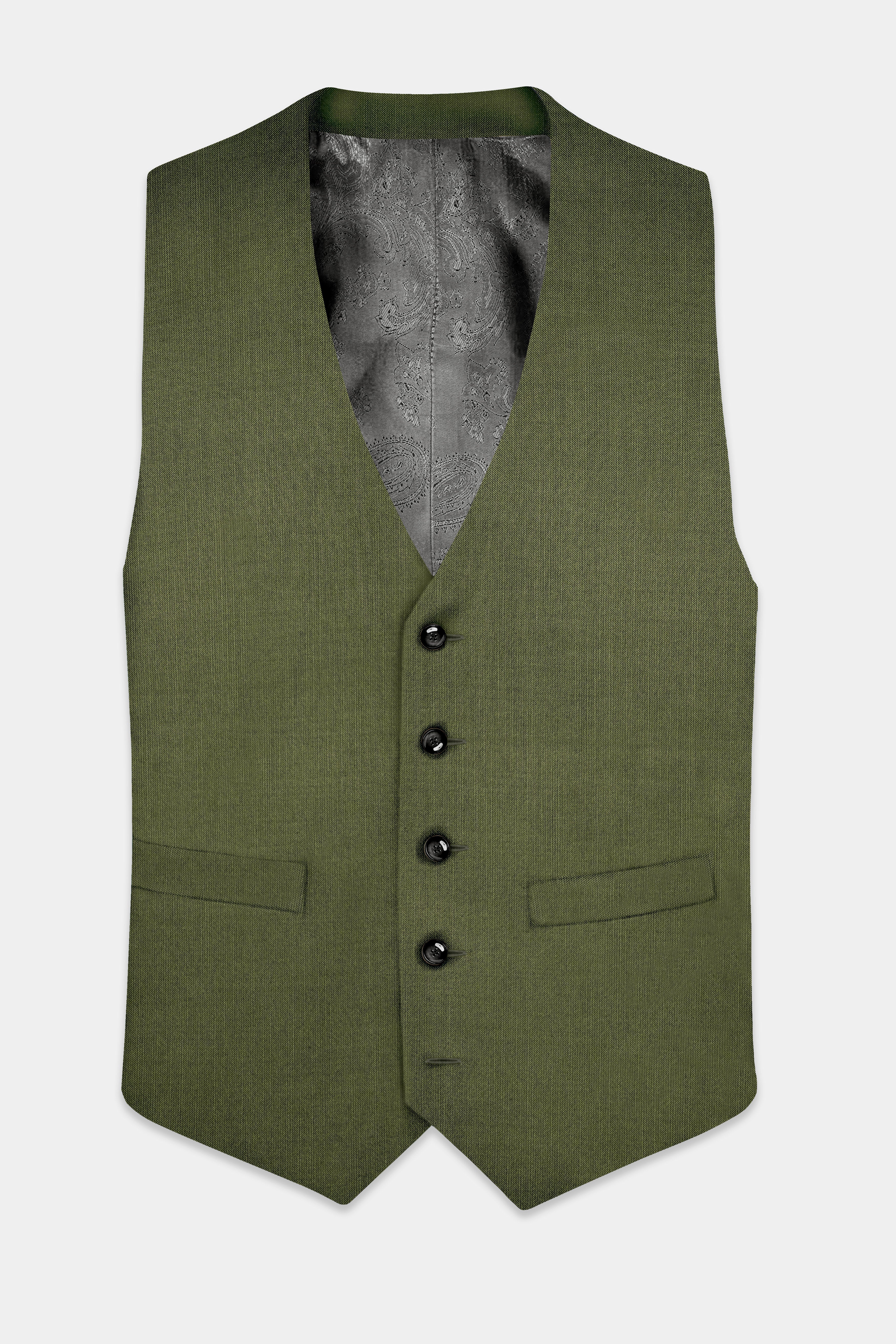 Sentinel-Rifle Green Solid Wool Rich Waistcoat