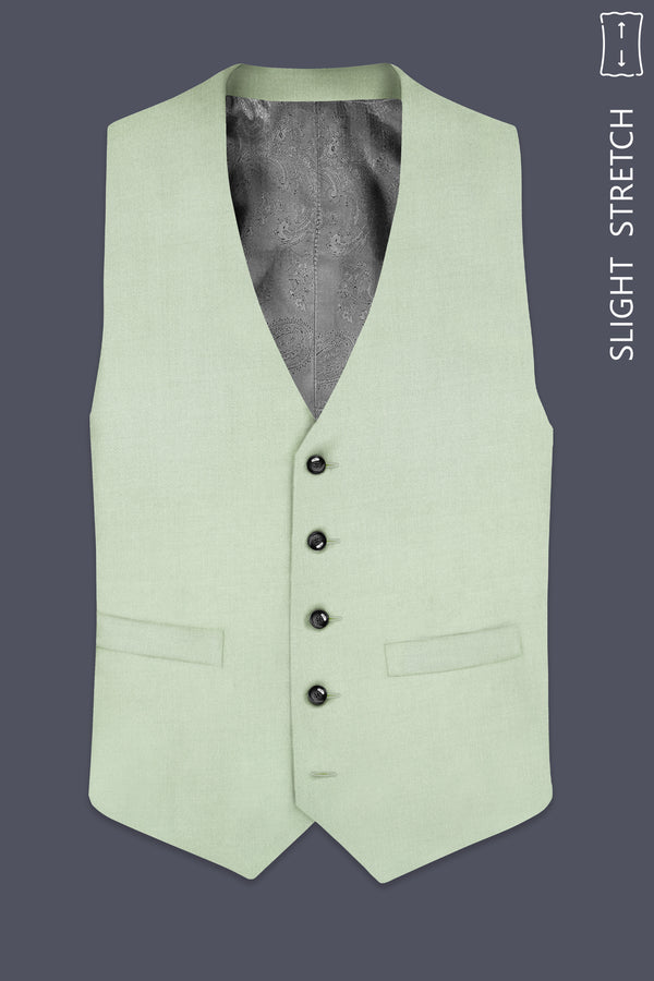 Lichen-Norway Green Solid Wool Rich Slight Stretch Waistcoat