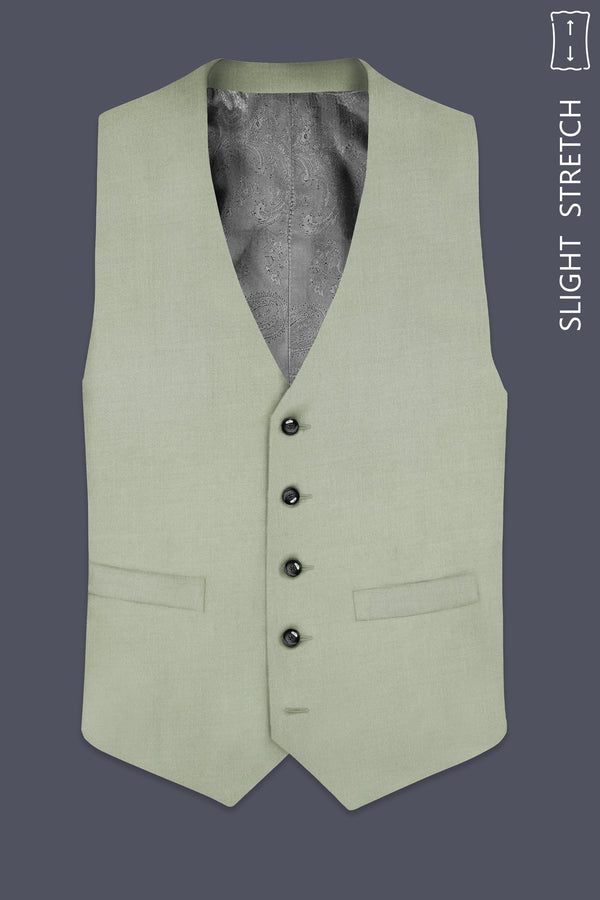 Lichen-Norway Green Solid Wool Rich Slight Stretch Waistcoat