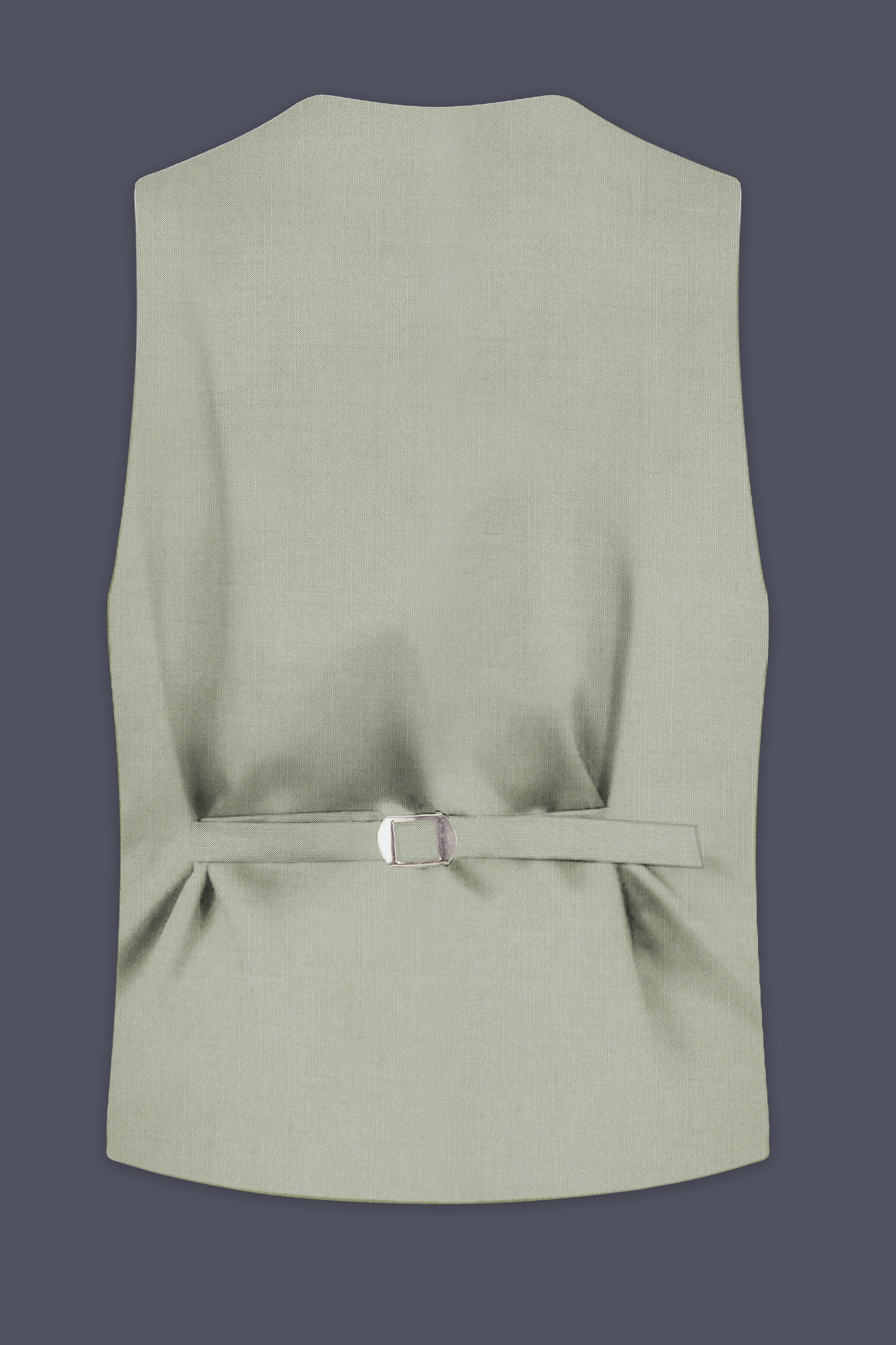 Lichen-Norway Green Solid Wool Rich Slight Stretch Waistcoat