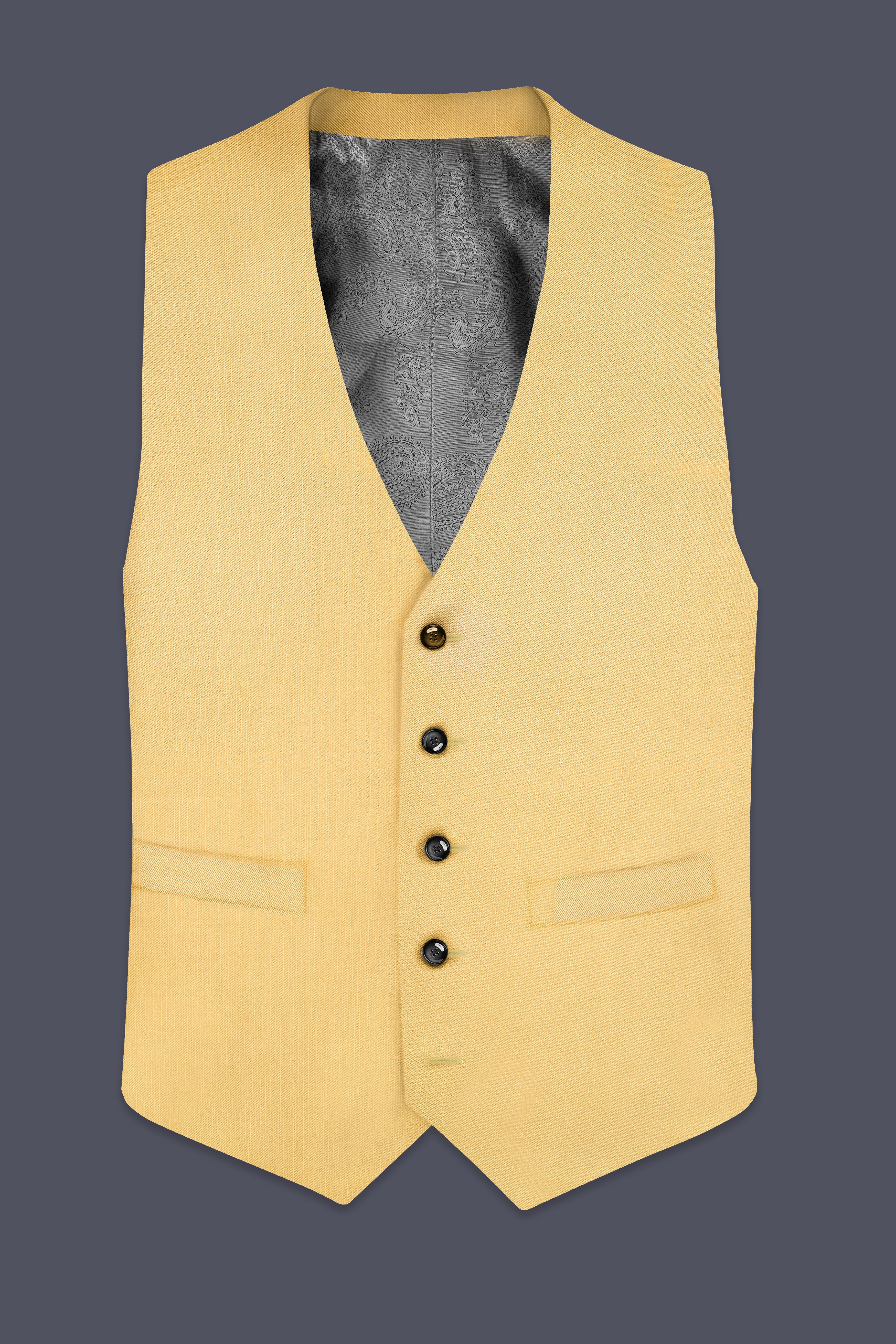 Saffron-Harvest Yellow Solid Wool Rich Waistcoat