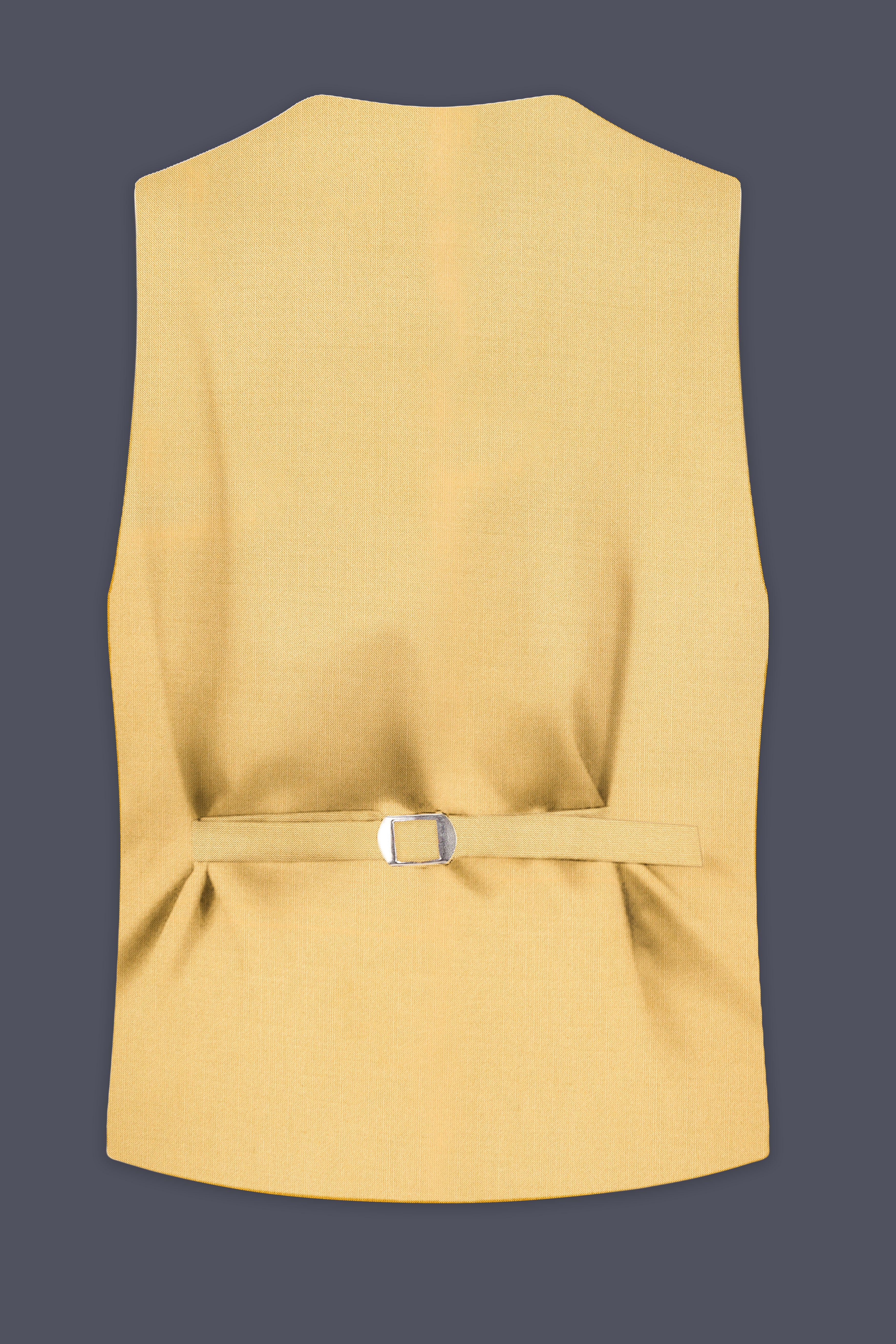 Saffron-Harvest Yellow Solid Wool Rich Slight Stretch Waistcoat