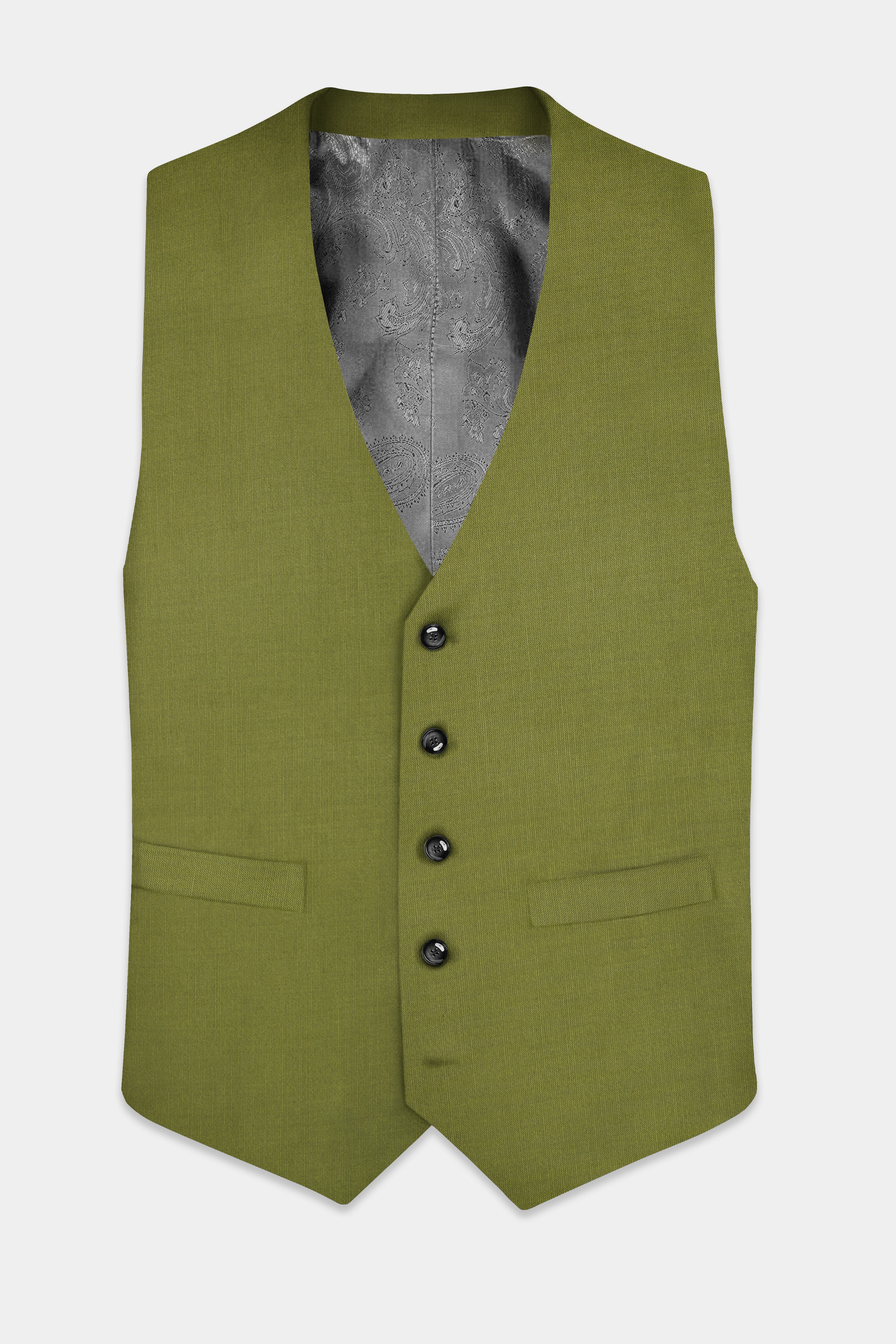 Glade-Muddy Green Solid Wool Rich Waistcoat