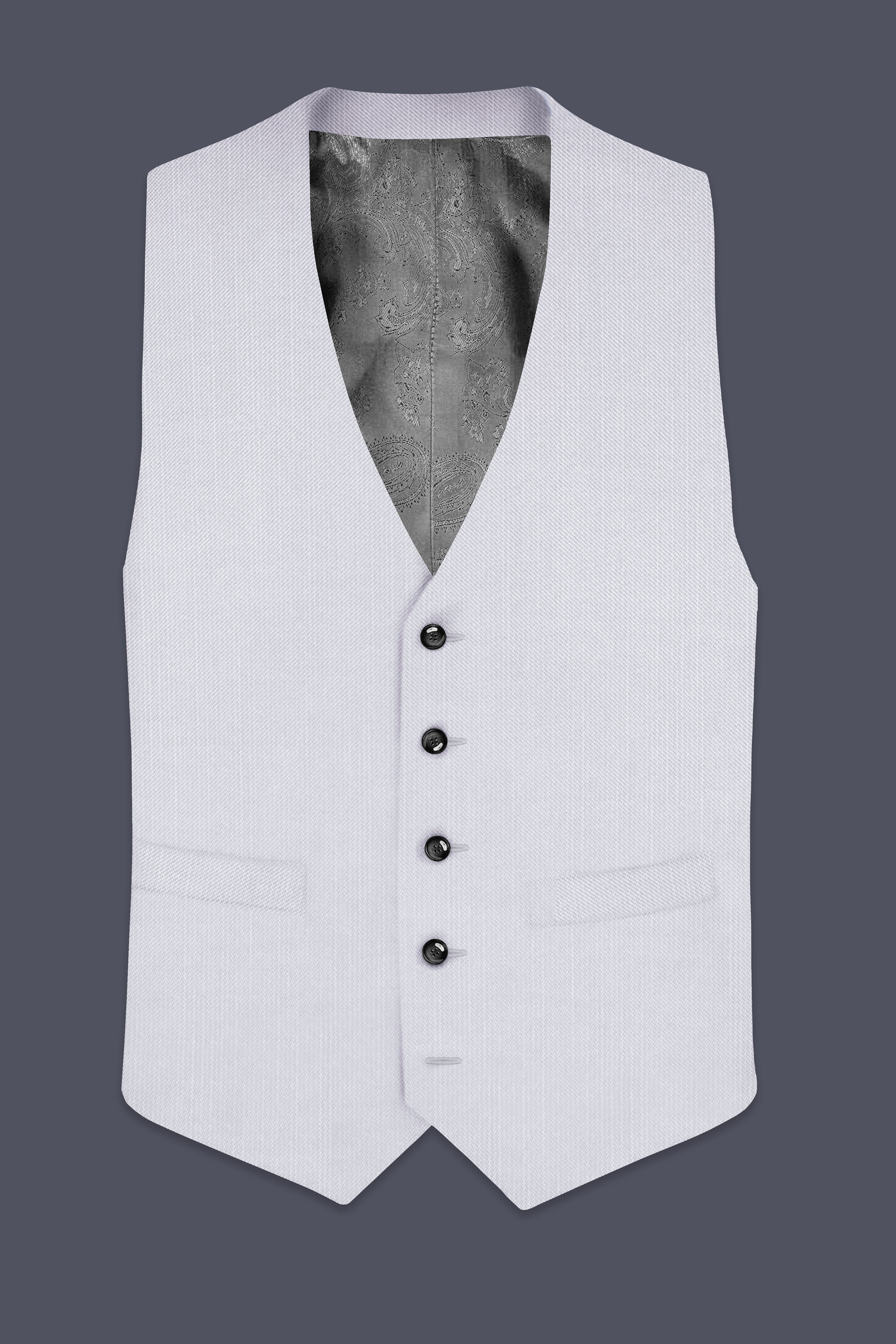 Cinder-Mischka Gray Solid Wool Rich Waistcoat