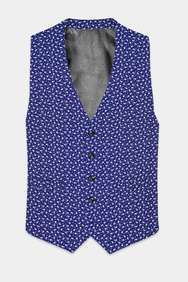 Meteorite Blue Printed Cotton Waistcoat