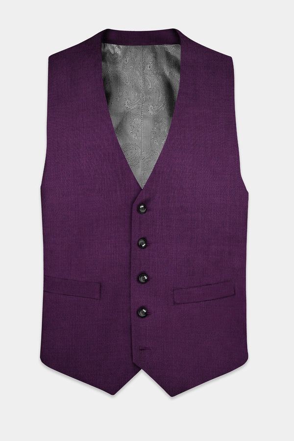 Orchid-Grape Purple Solid Wool Rich Stretchable Waistcoat