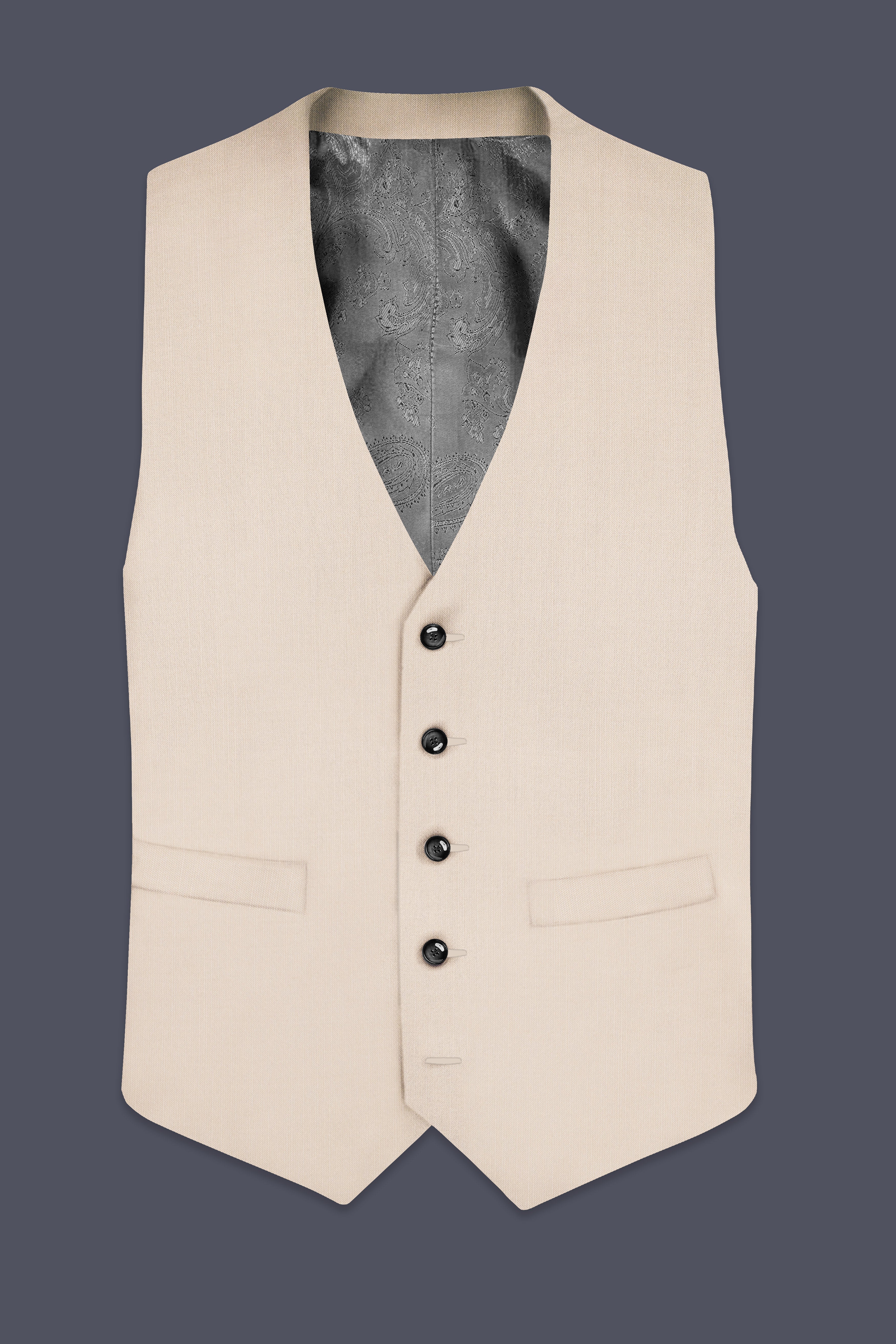 Velivon-Bizarre Cream Solid Wool Rich Stretchable Waistcoat