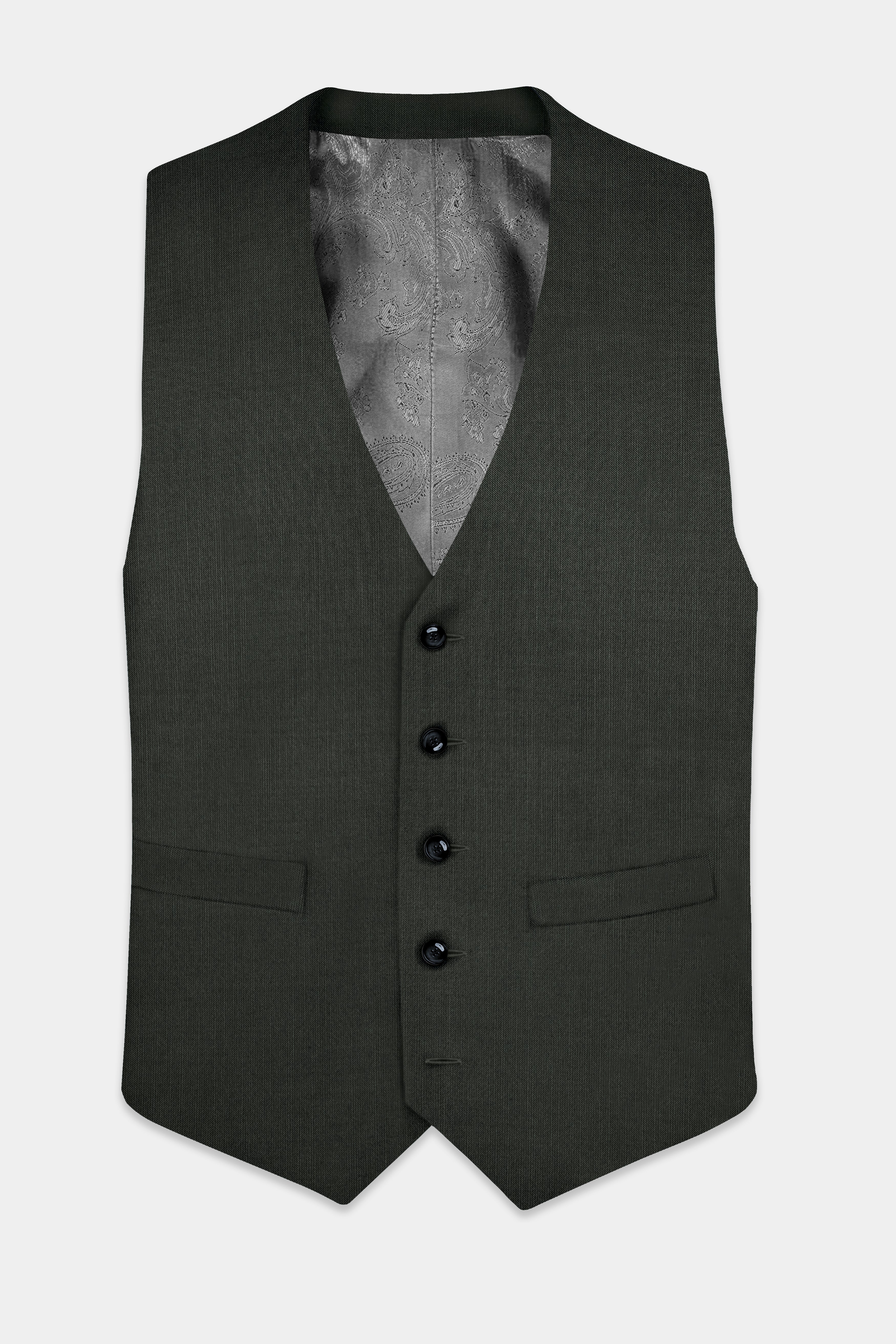 Shafton-Mine Shaft Green Solid Wool Rich Stretchable Waistcoat