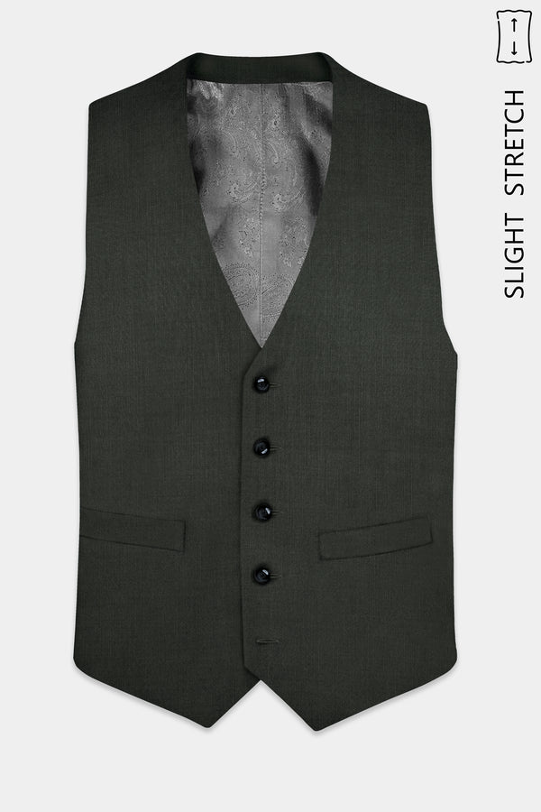 Shafton-Mine Shaft Green Solid Wool Rich Slight Stretch Waistcoat