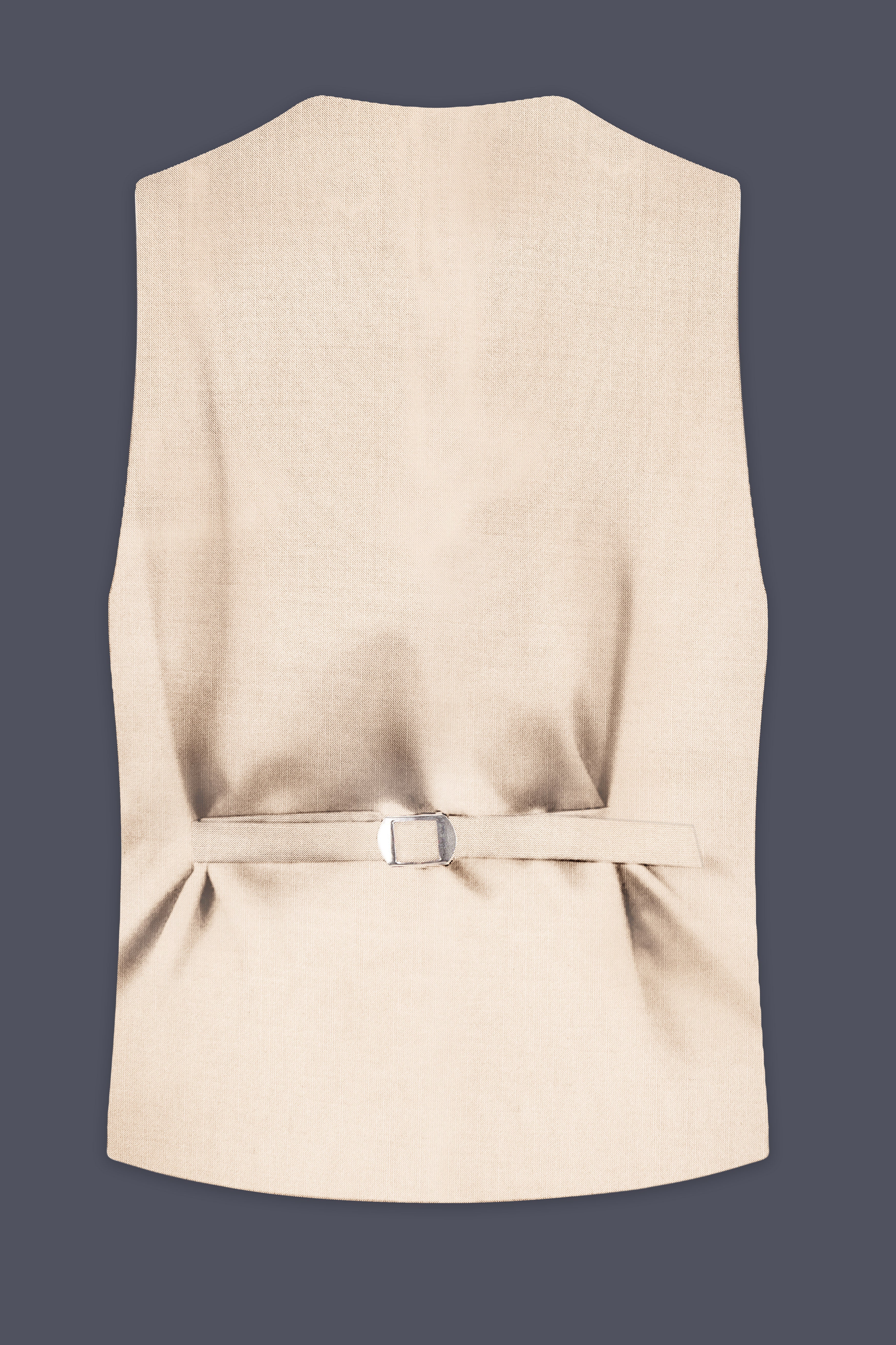 Biscotti-Parchment Cream Solid Wool Rich Stretchable Waistcoat