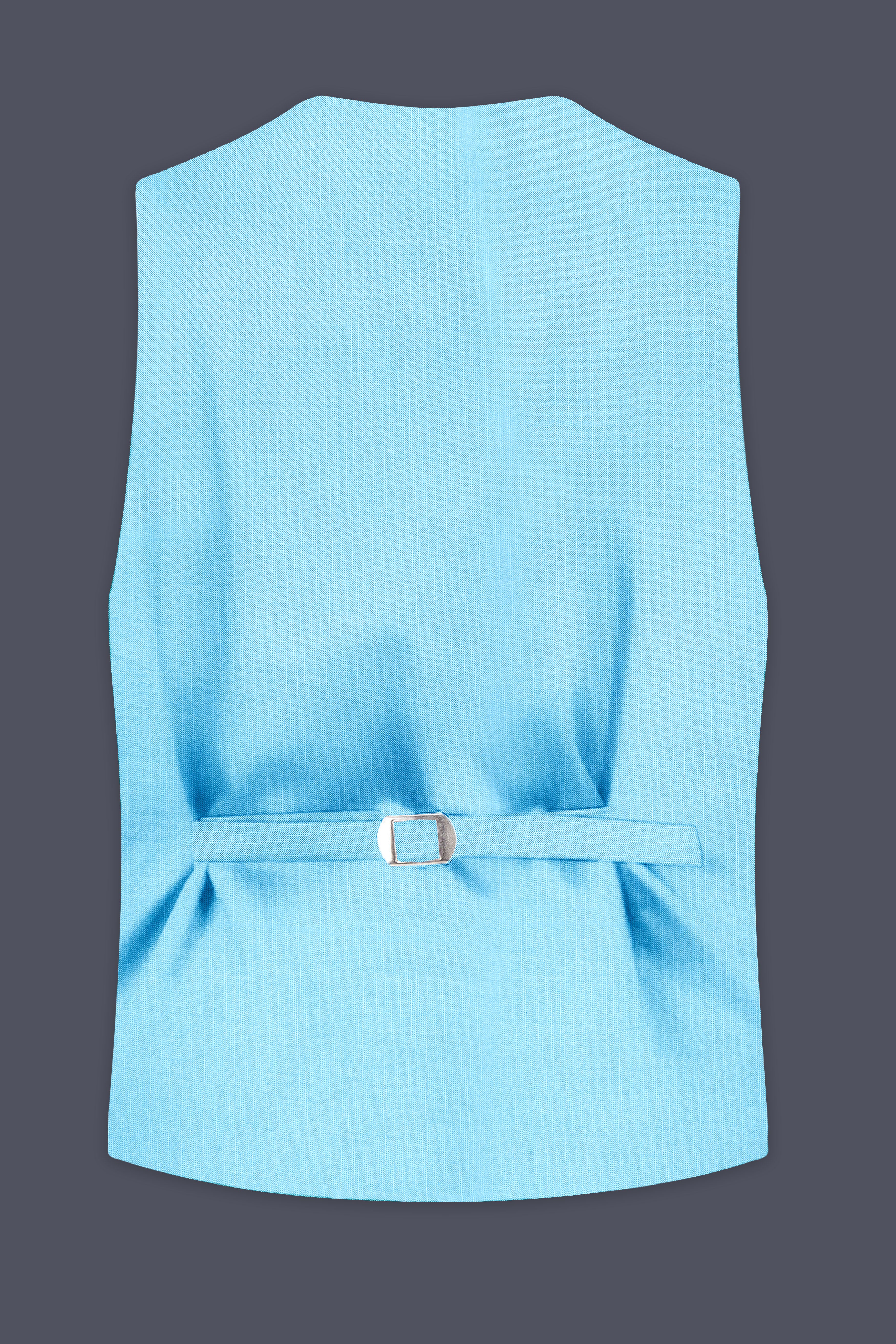Iceland-Aquamarine Blue Solid Wool Rich Stretchable Waistcoat