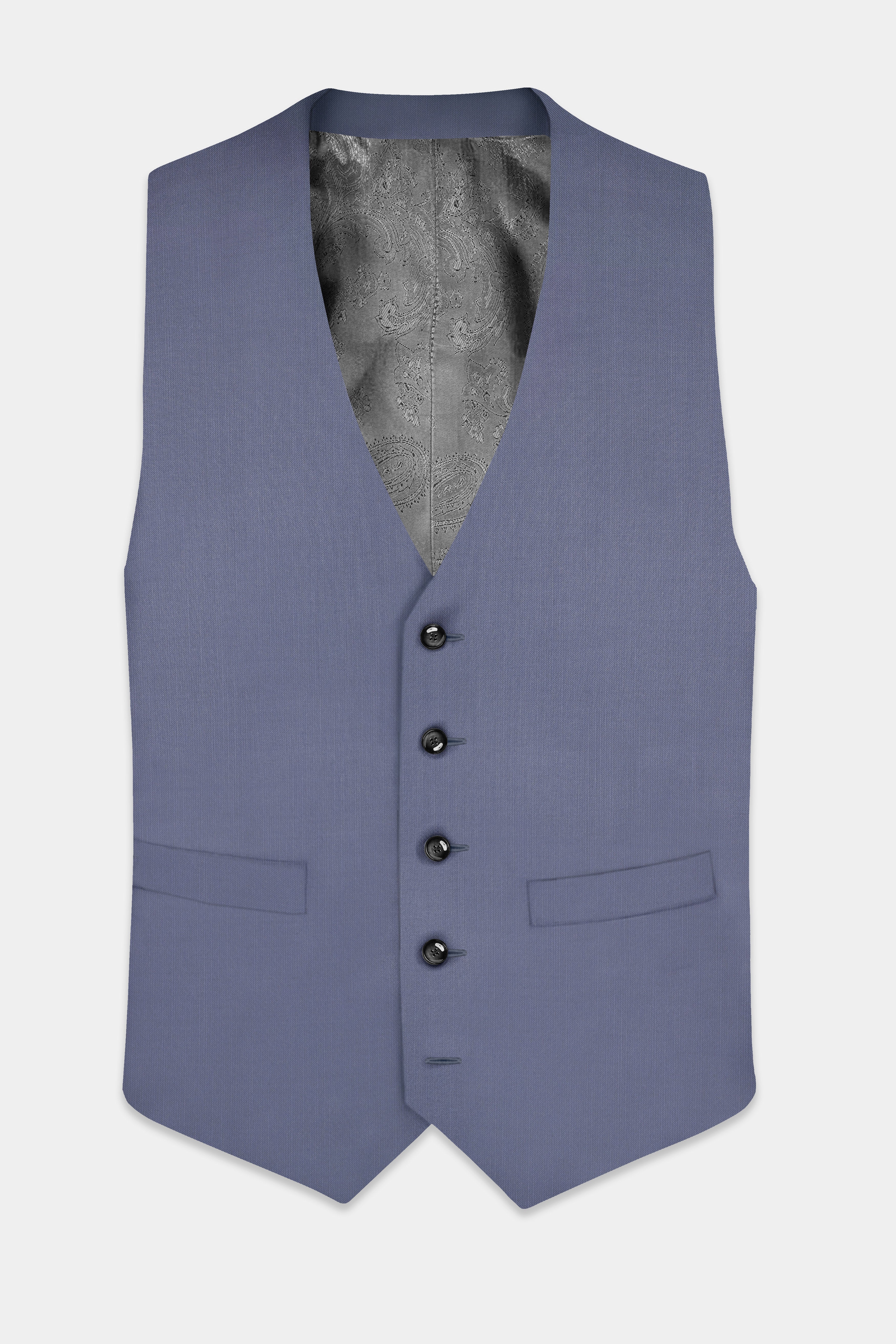 Zenith-Comet Blue Solid Wool Rich Stretchable Waistcoat