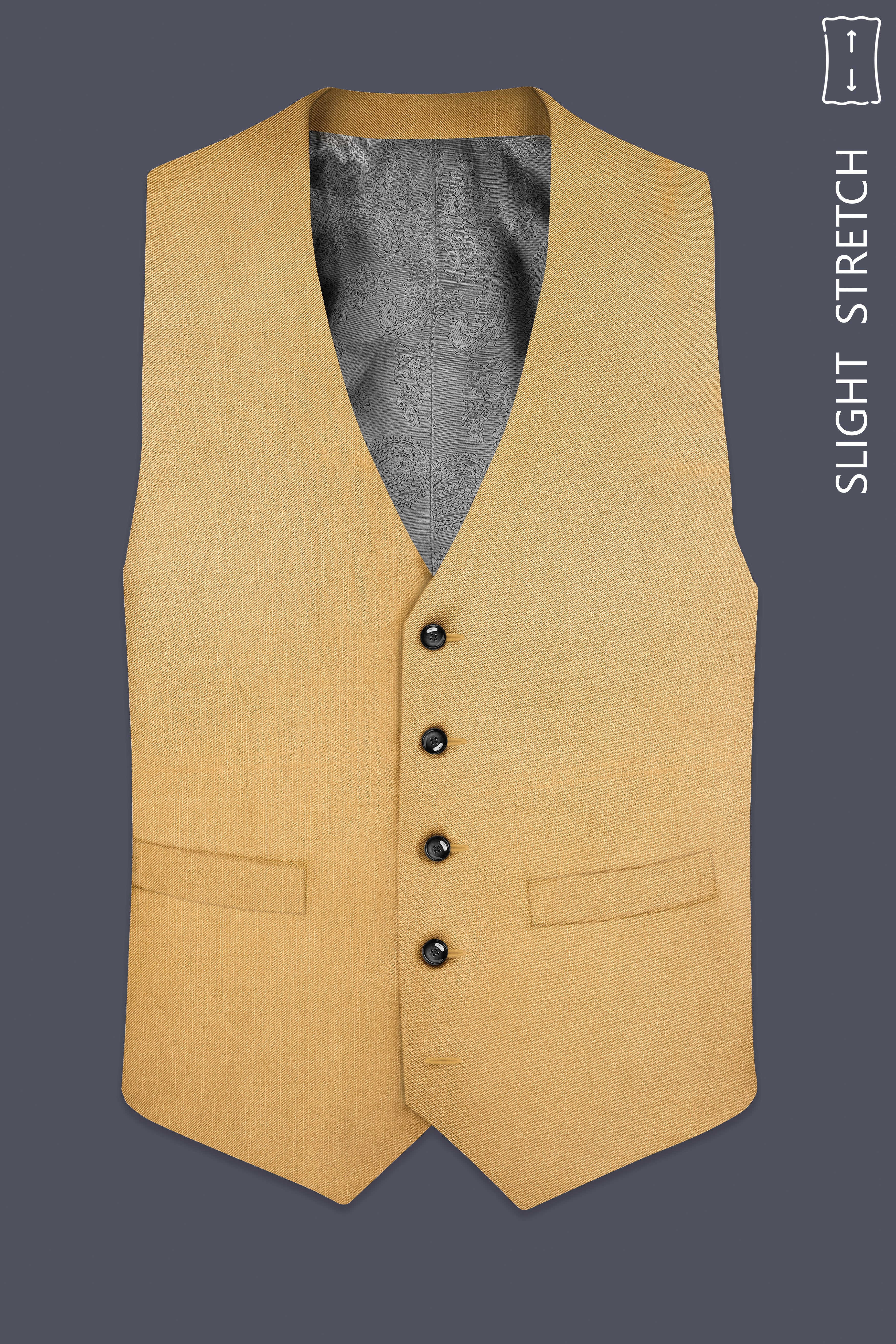 Marula-Desert Yellow Solid Wool Rich Slight Stretch Waistcoat