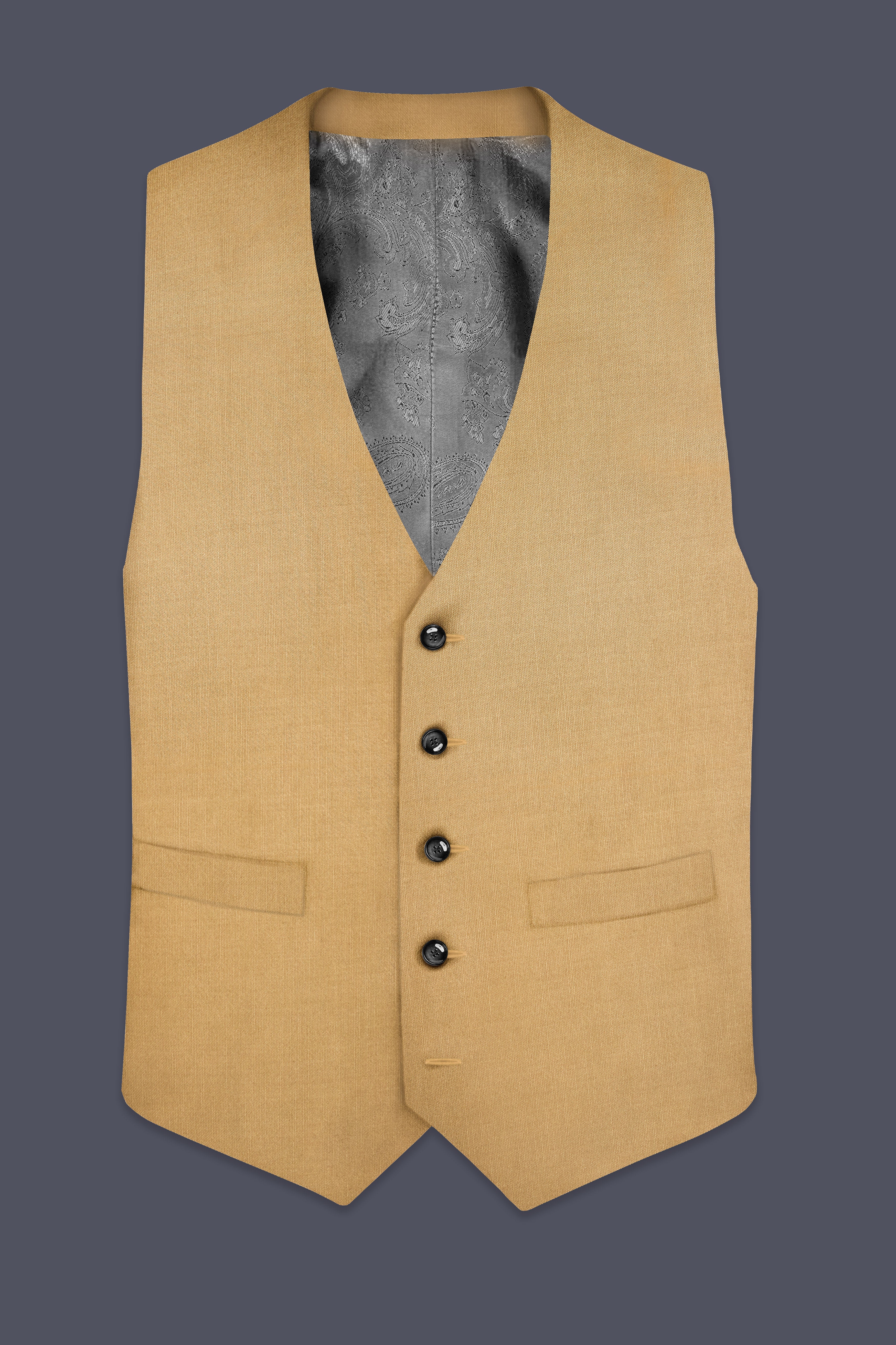 Sepia-Twine Brown Solid Wool Rich Stretchable Waistcoat