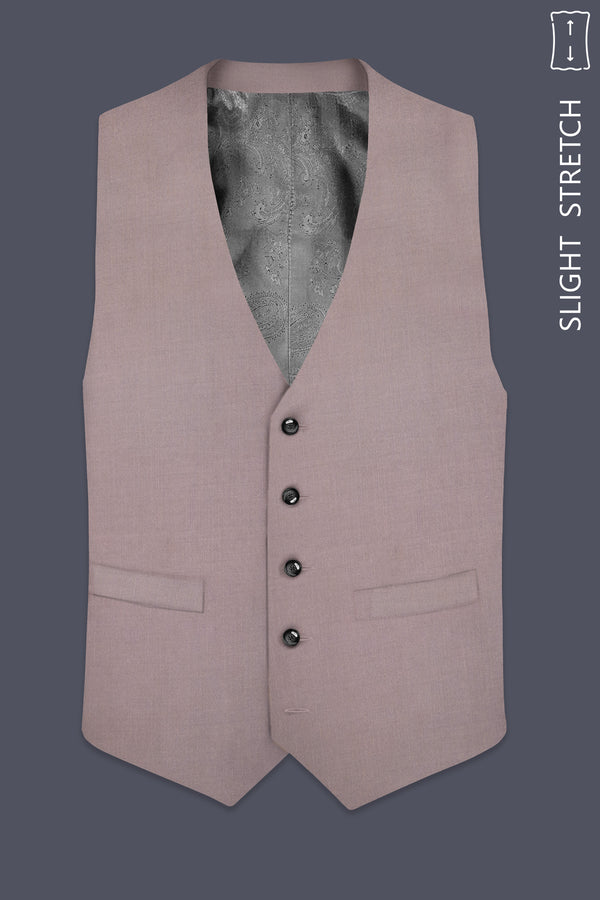Amour-Rose Quartz Pink Solid Wool Rich Slight Stretch Waistcoat