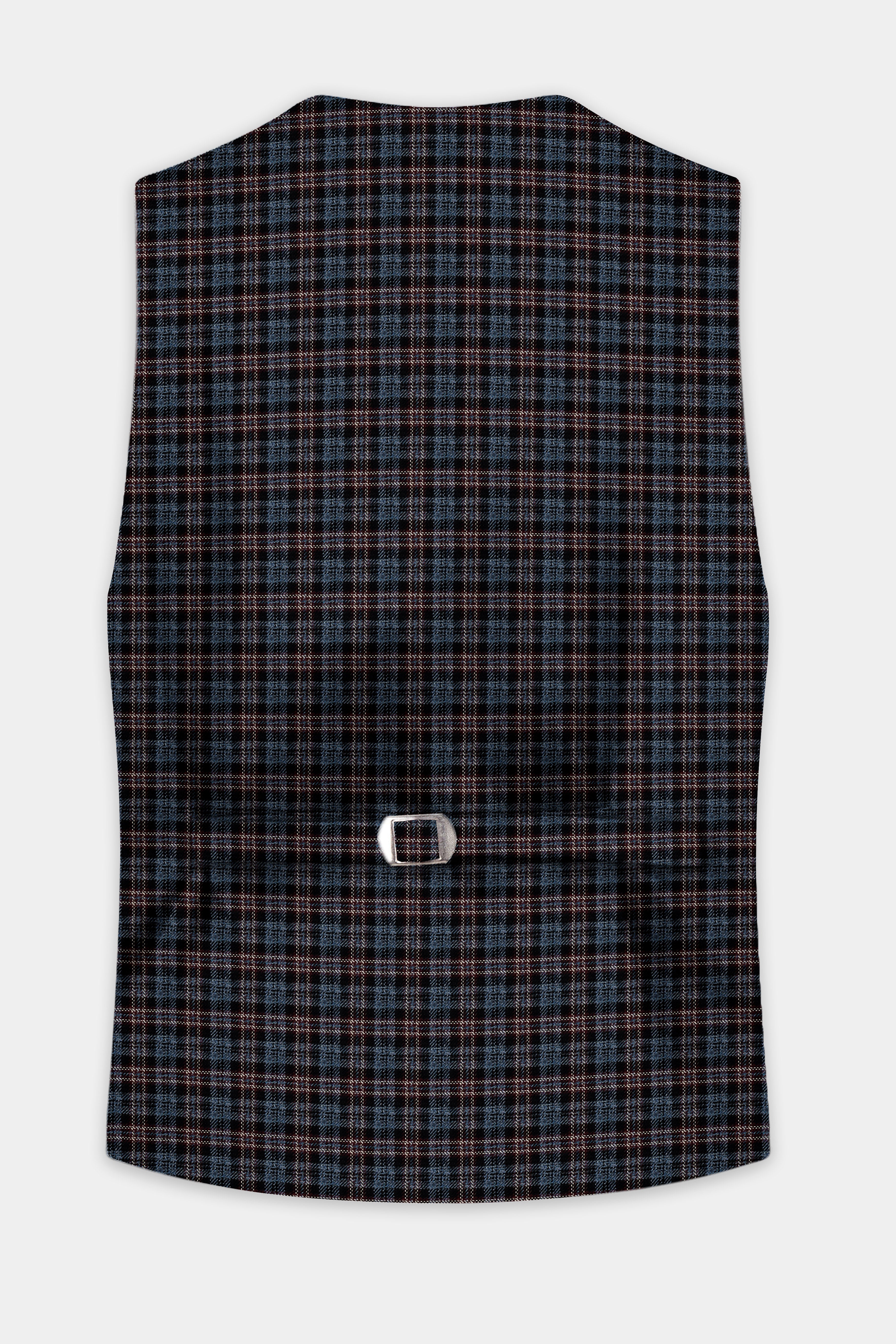 Asphalt Blue Plaid Wool Rich Waistcoat