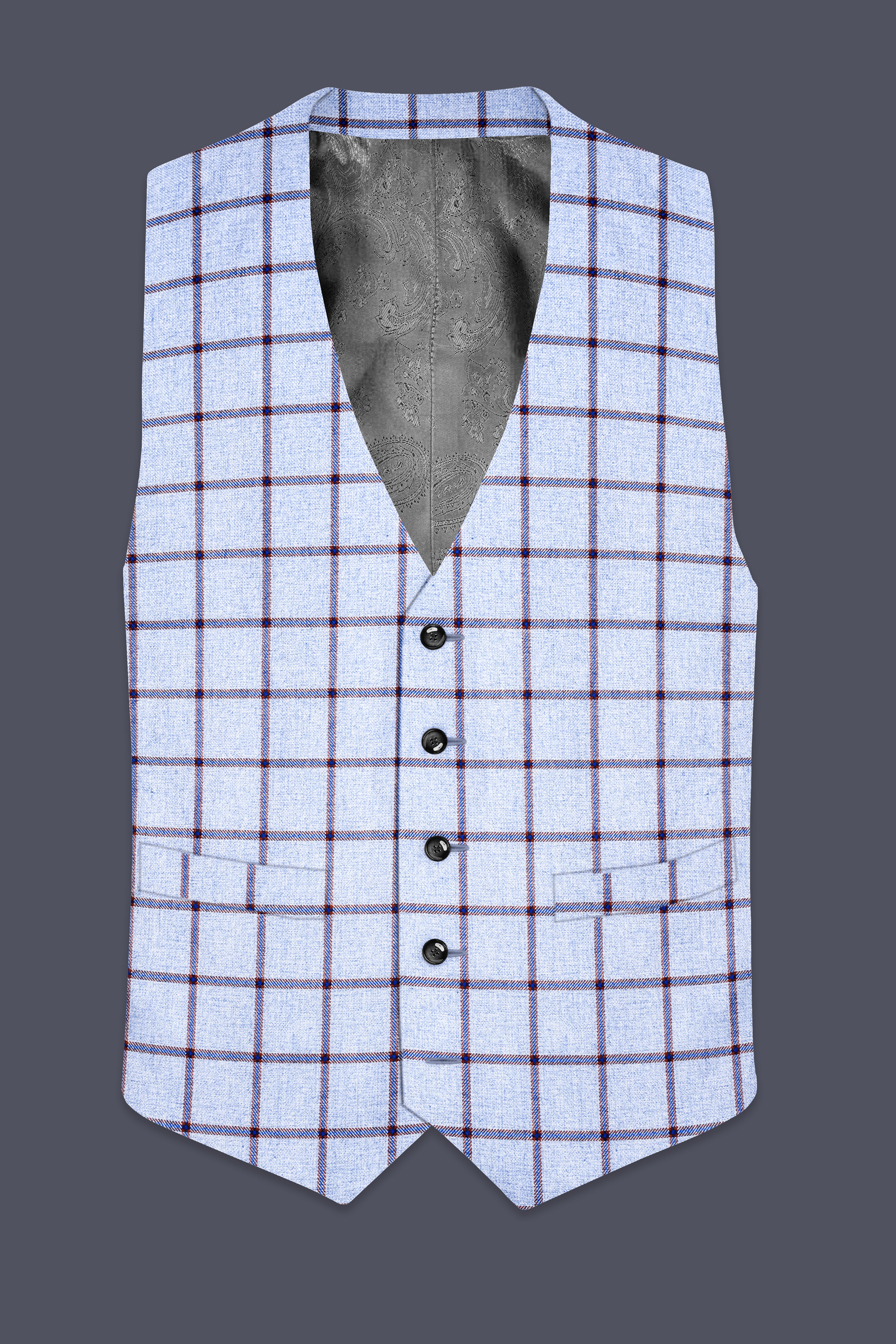 Mistrel-Spun Pearl Gray Windows Wool Rich Waistcoat
