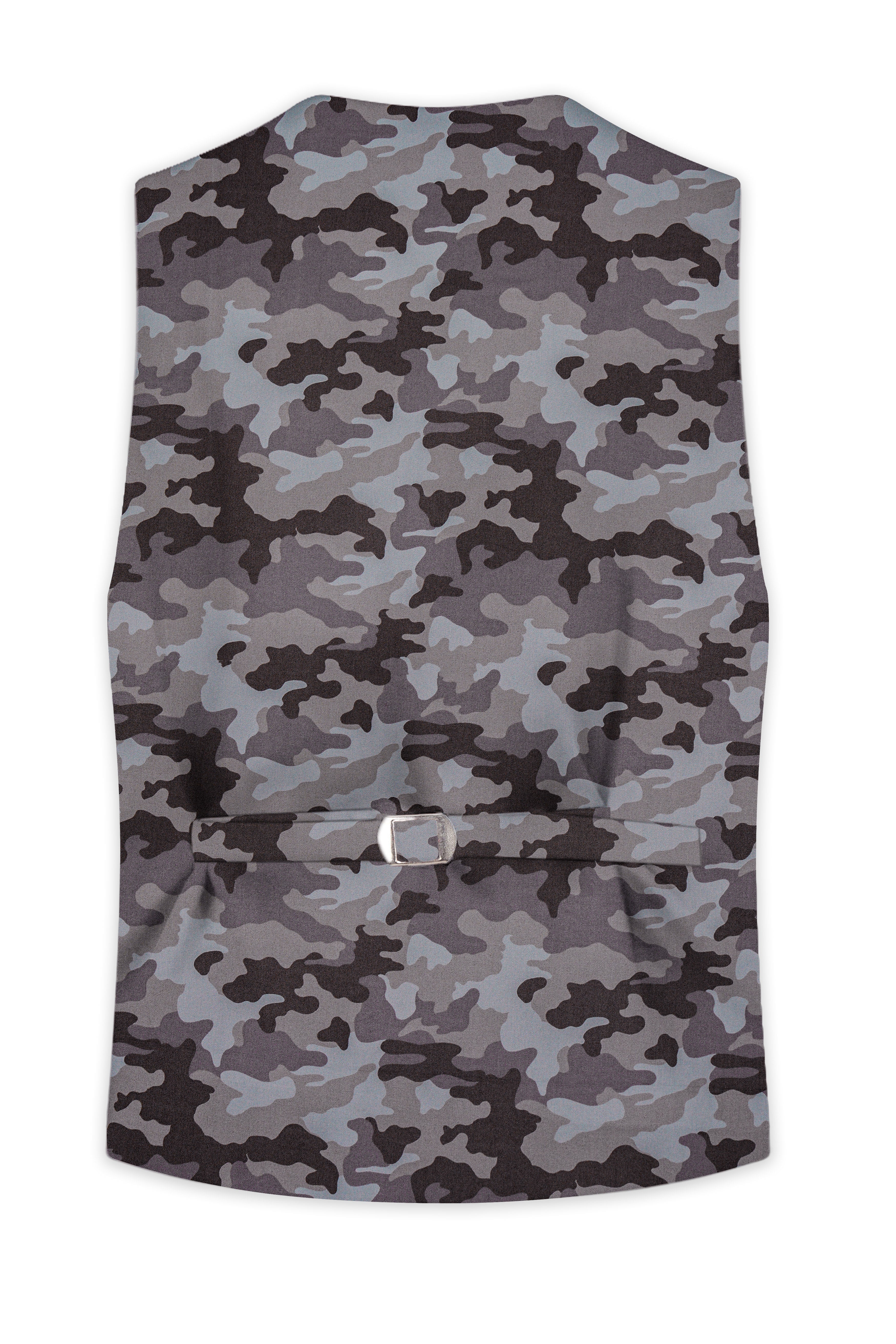 Emperor Gray And Tundora Camouflage Printed Cotton Waistcoat